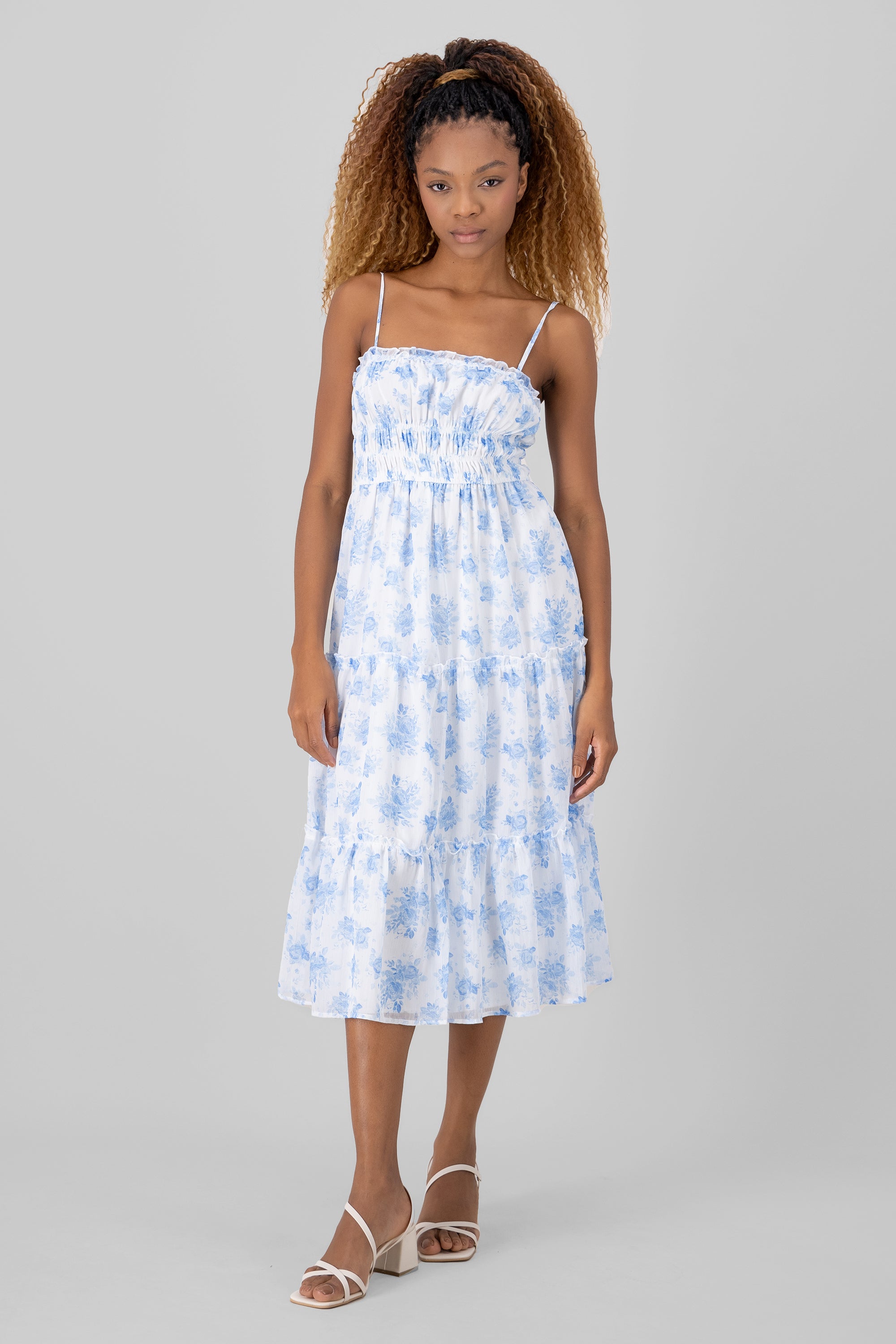 Midi flowers dress Combo blue