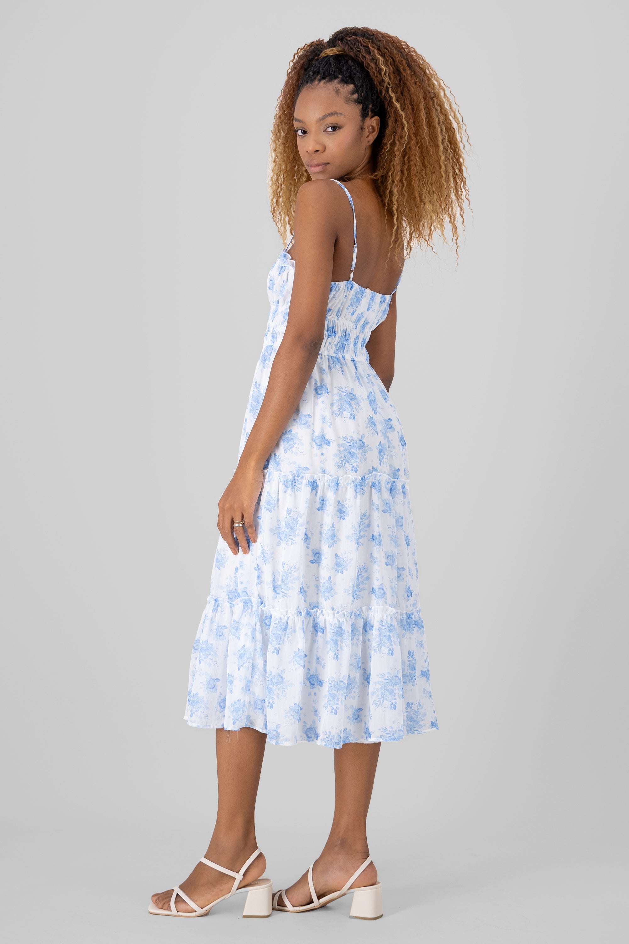 Midi flowers dress Combo blue
