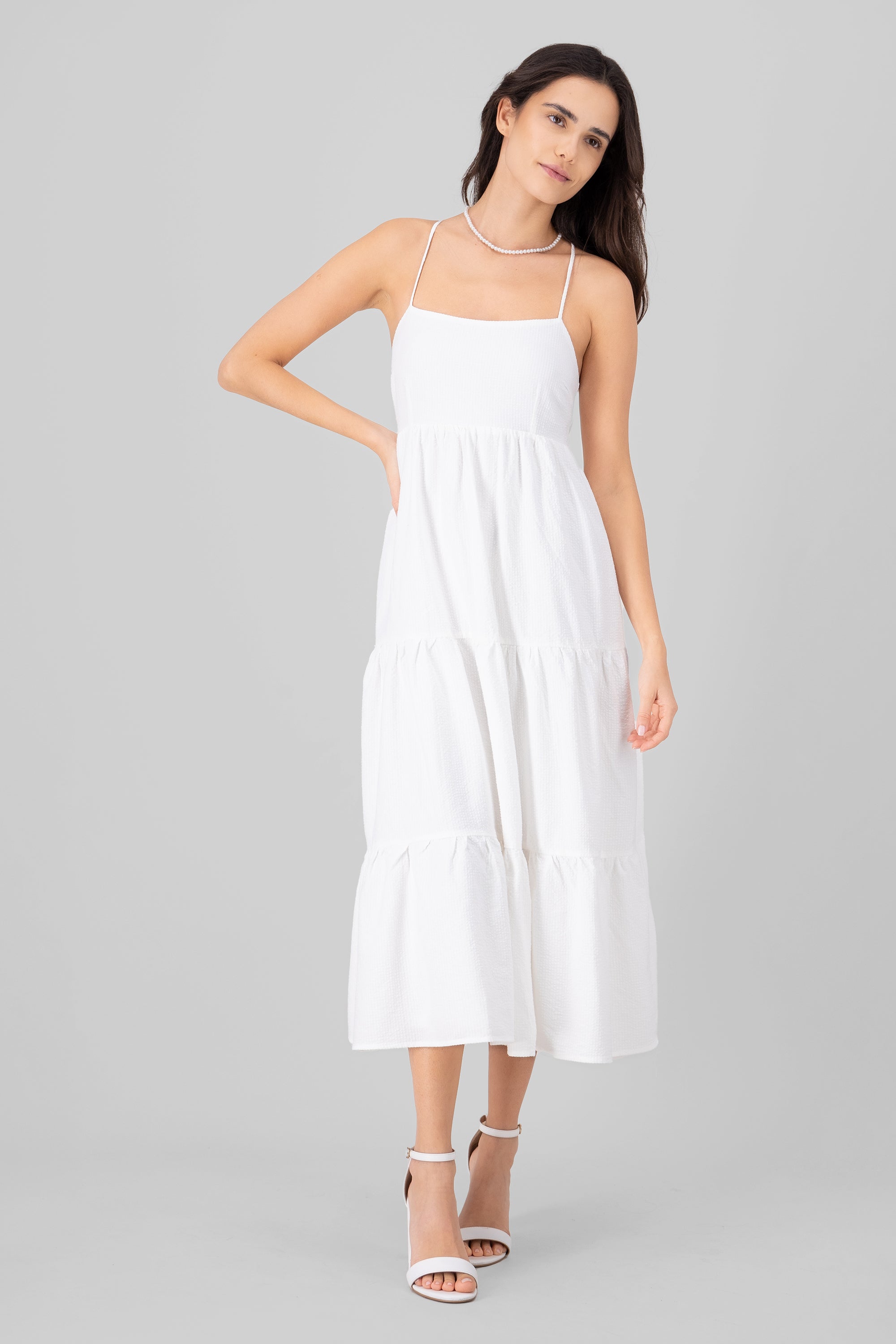 Maxi vestido textura BLANCO