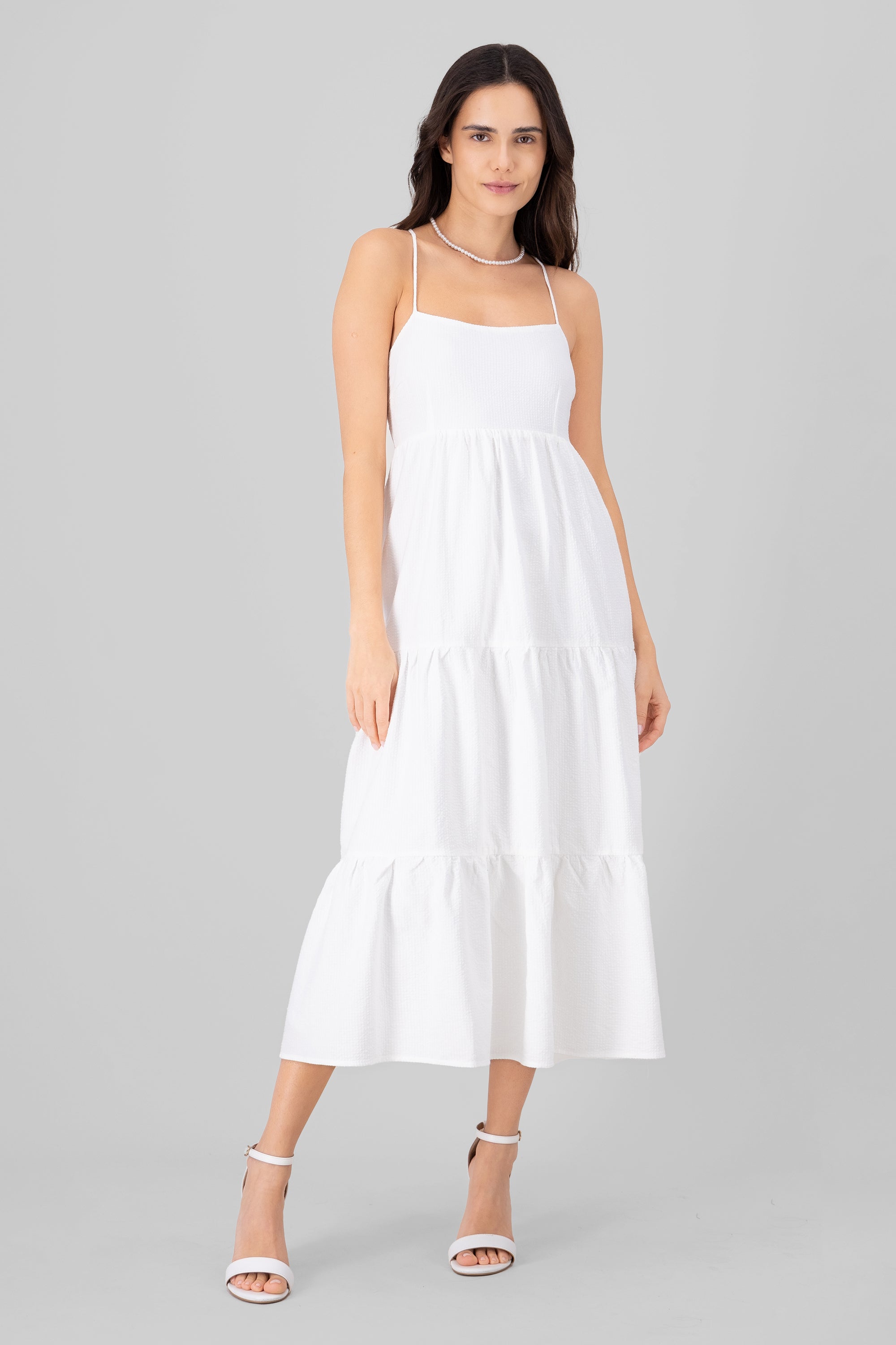 Maxi vestido textura BLANCO