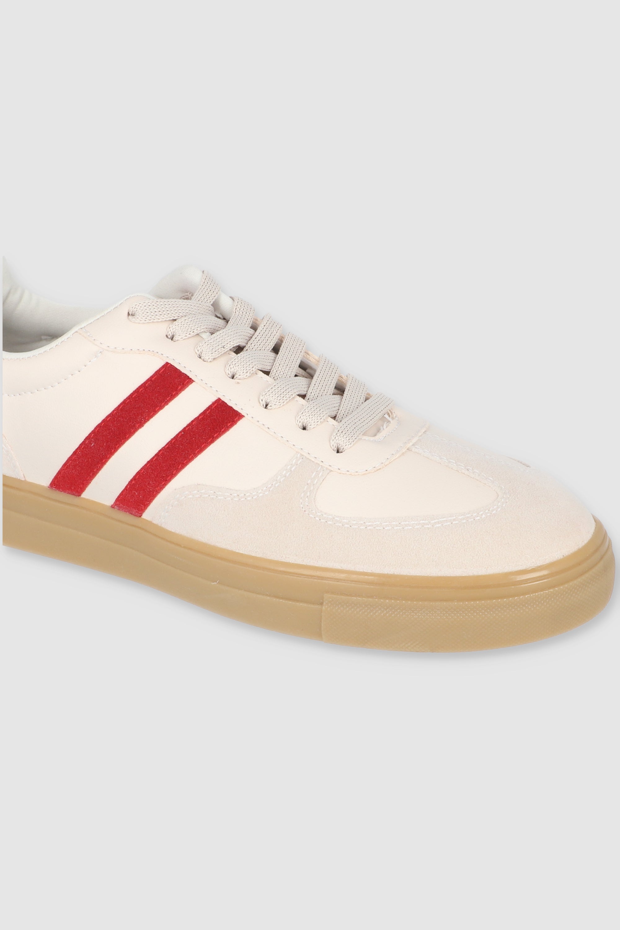 TENIS DOS LINEAS SUELA ALTA ROJO