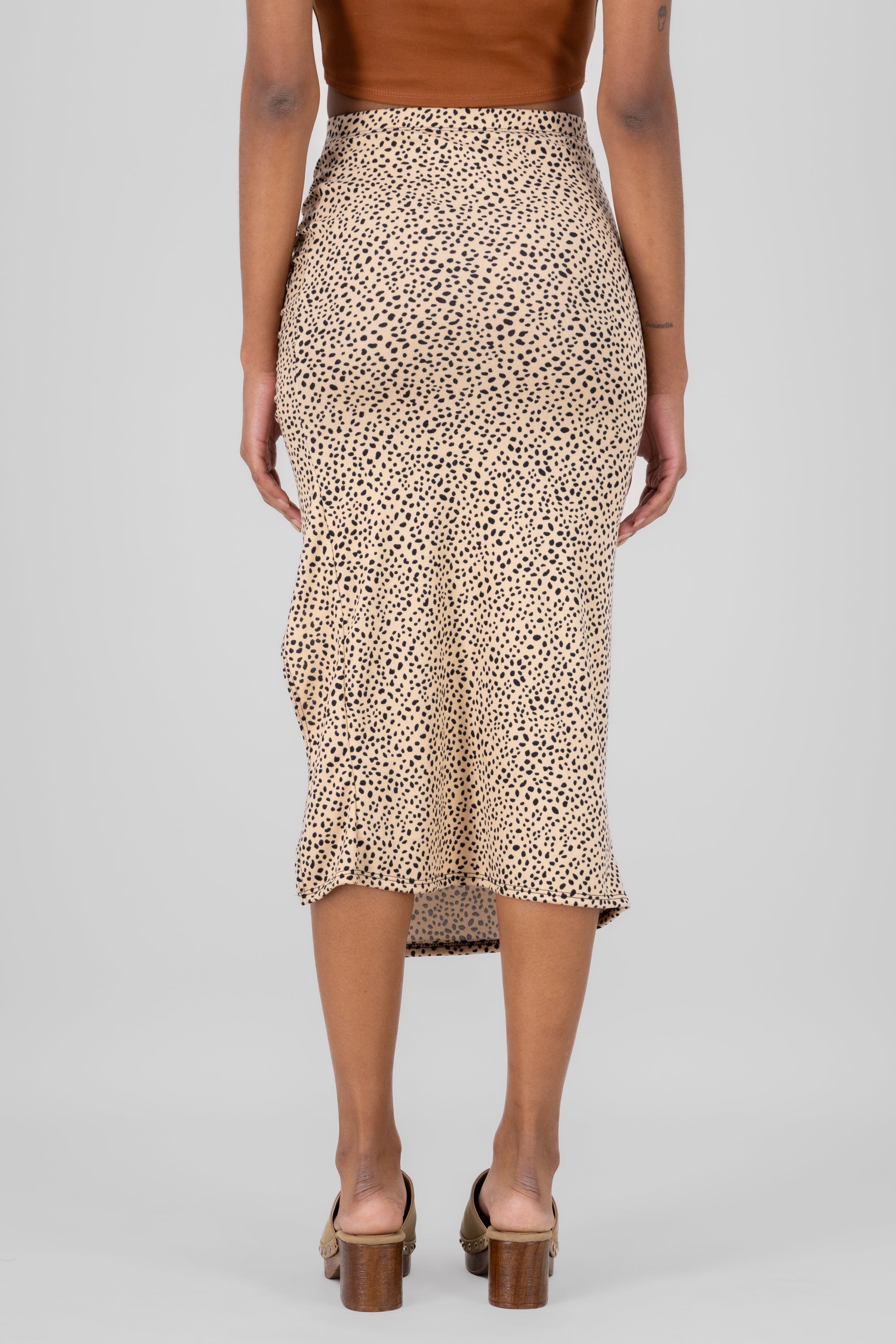 Falda midi animal print fruncido CAFE COMBO