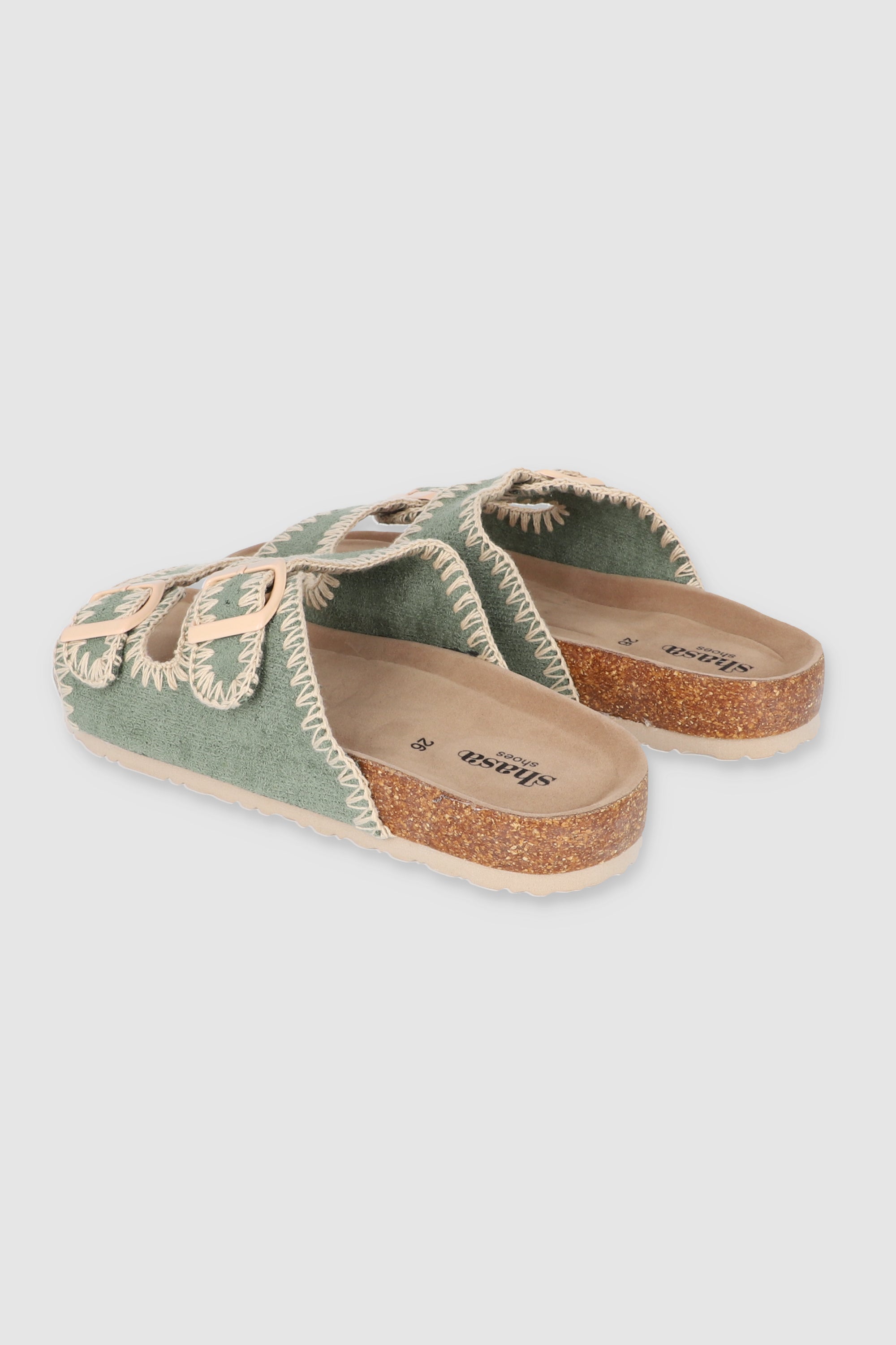 Sandal Cork Two Buckles Sage