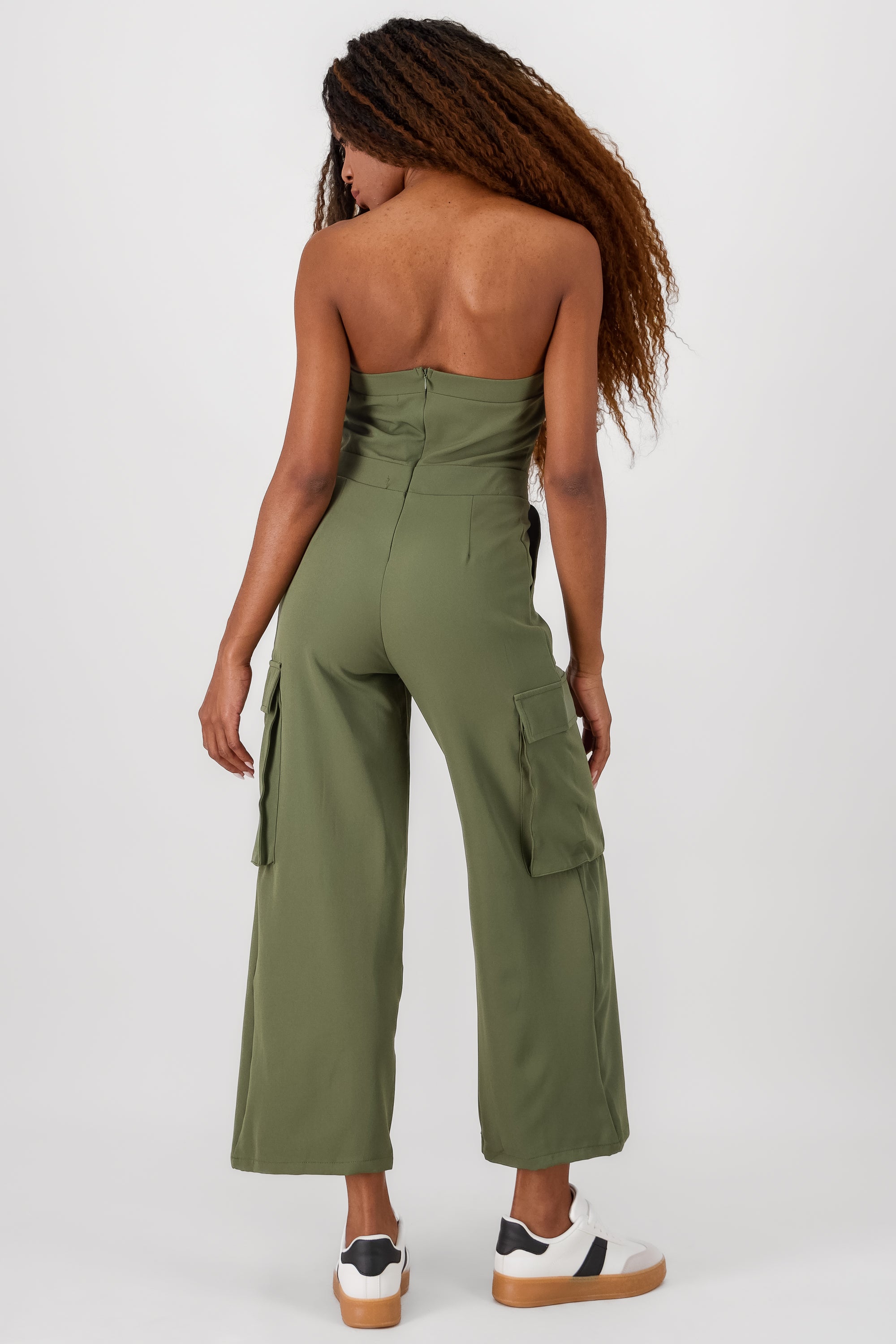 Jumpsuit strapless bolsas cargo OLIVO