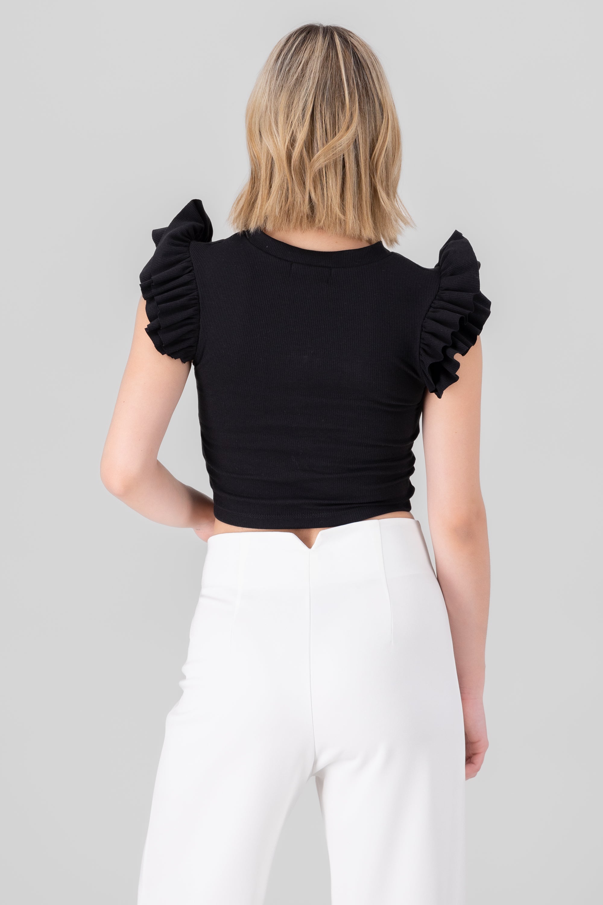 Top Rib Manga Olanes BLACK