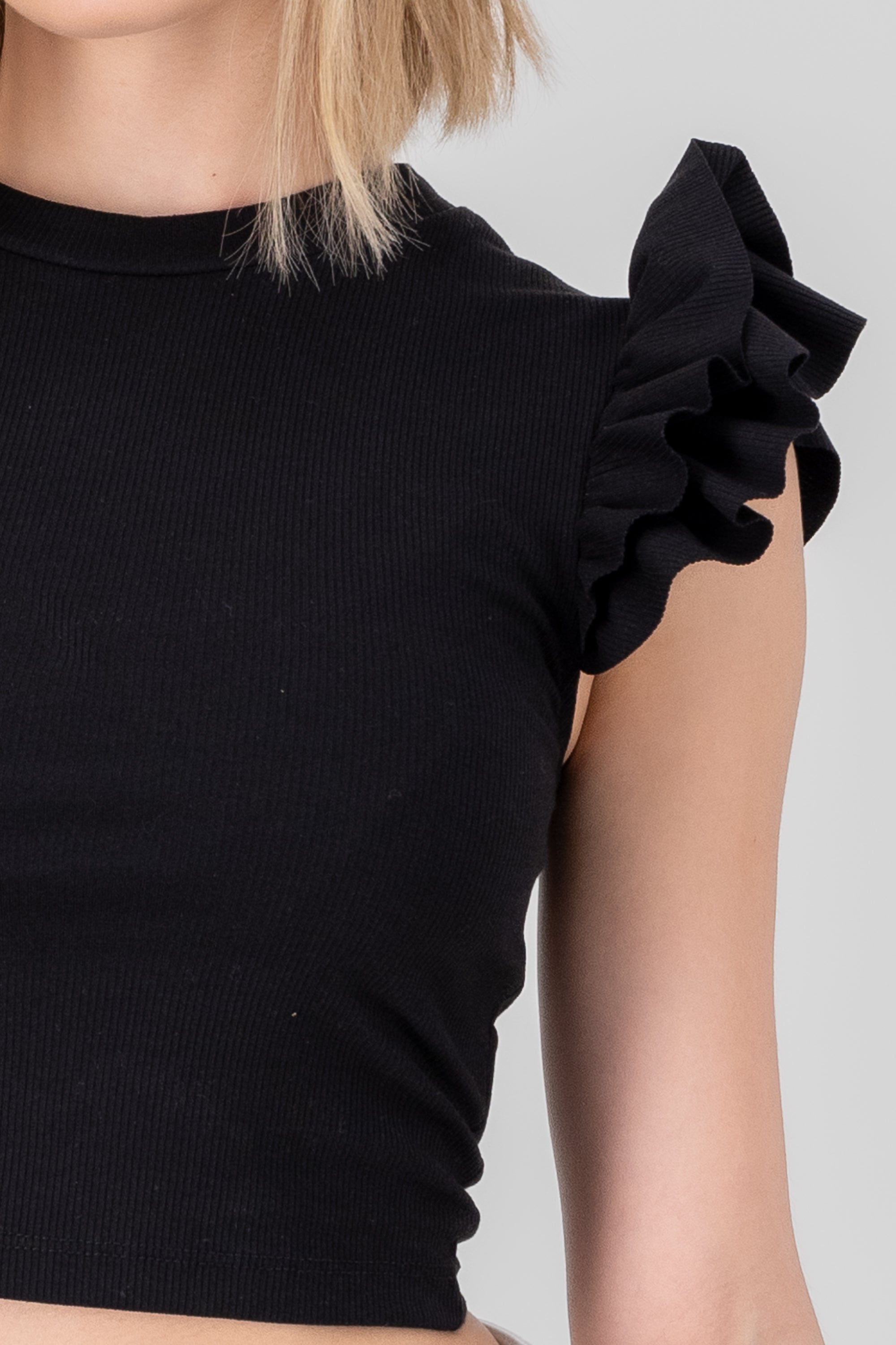 Top Rib Manga Olanes BLACK