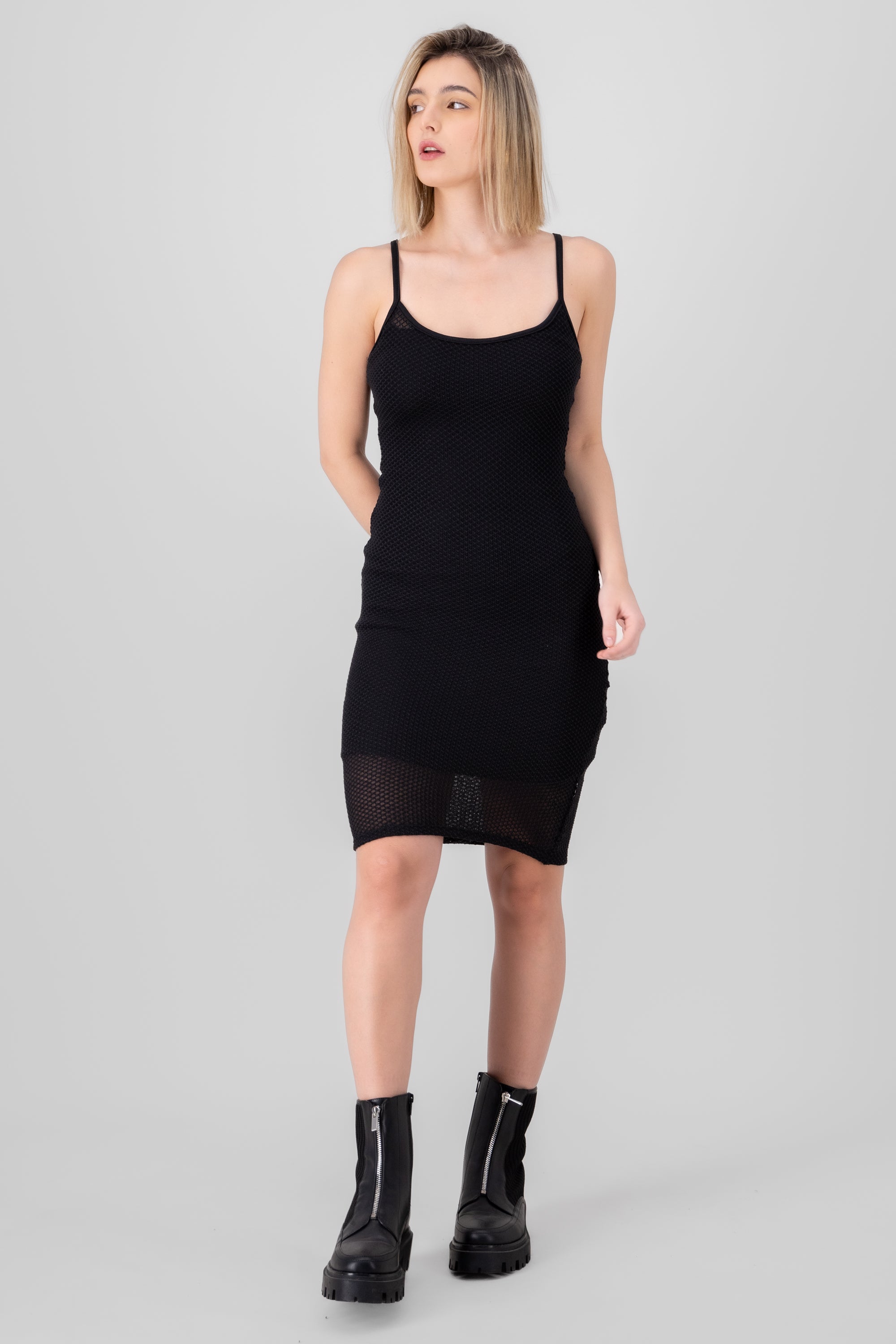 Vestido midi tirantes NEGRO