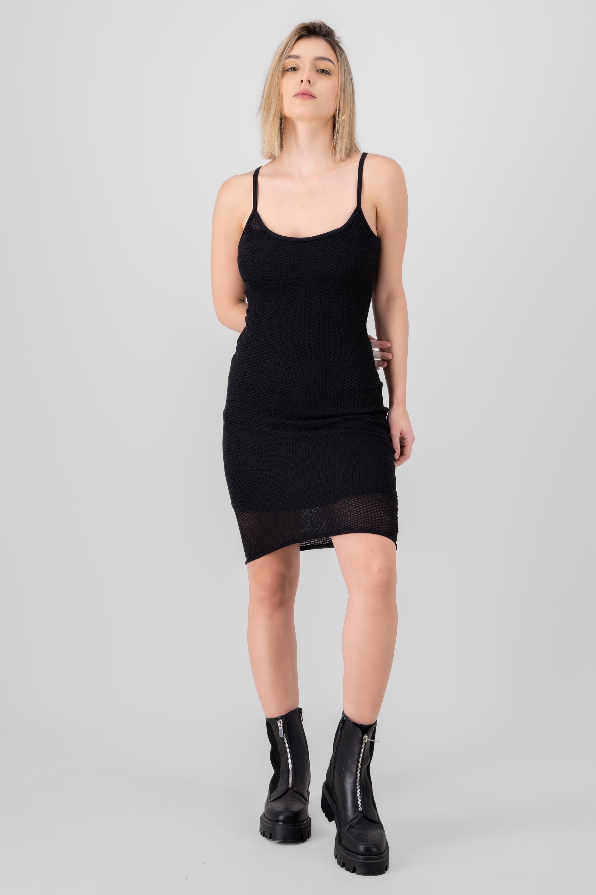 Vestido midi tirantes NEGRO