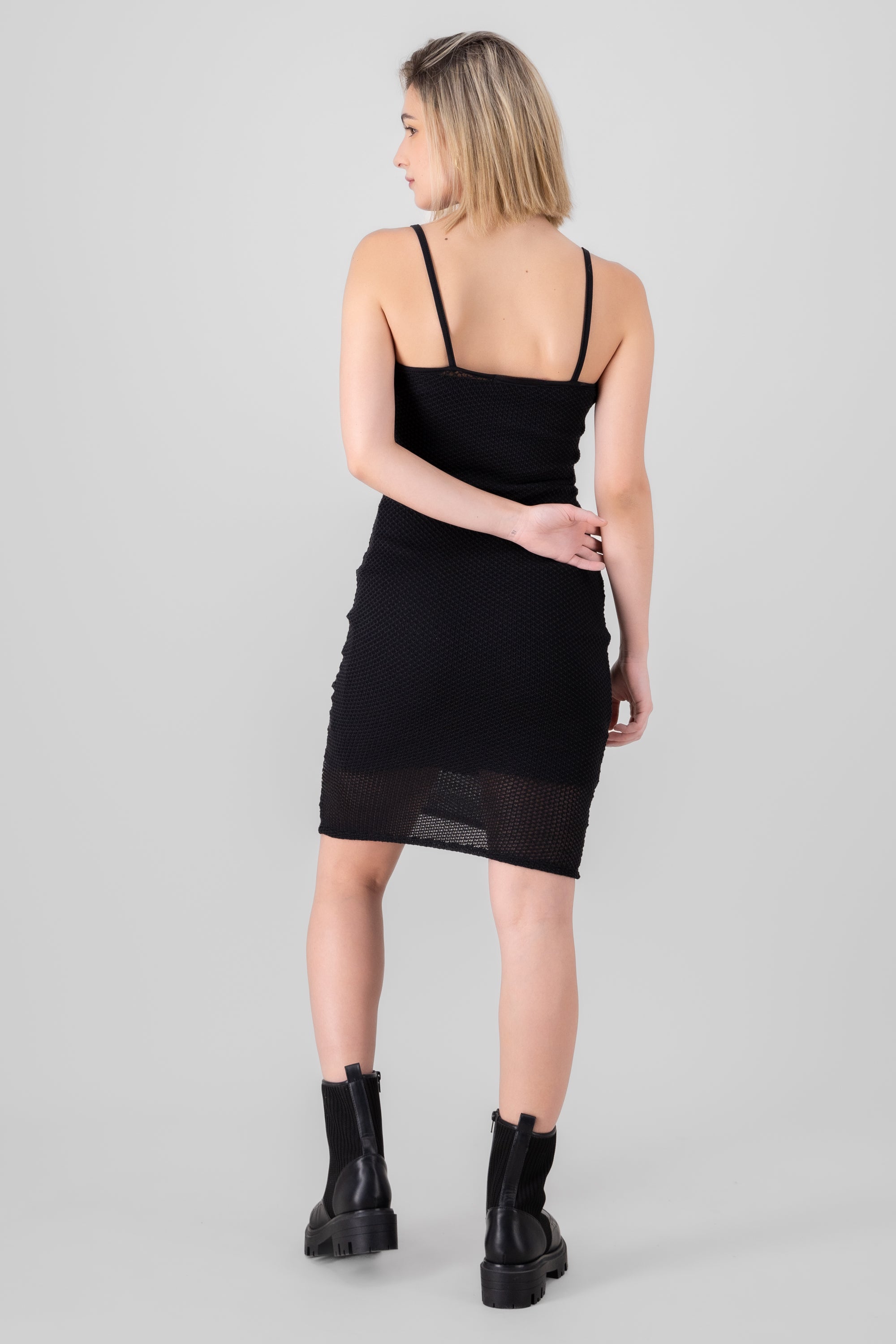 Vestido midi tirantes NEGRO