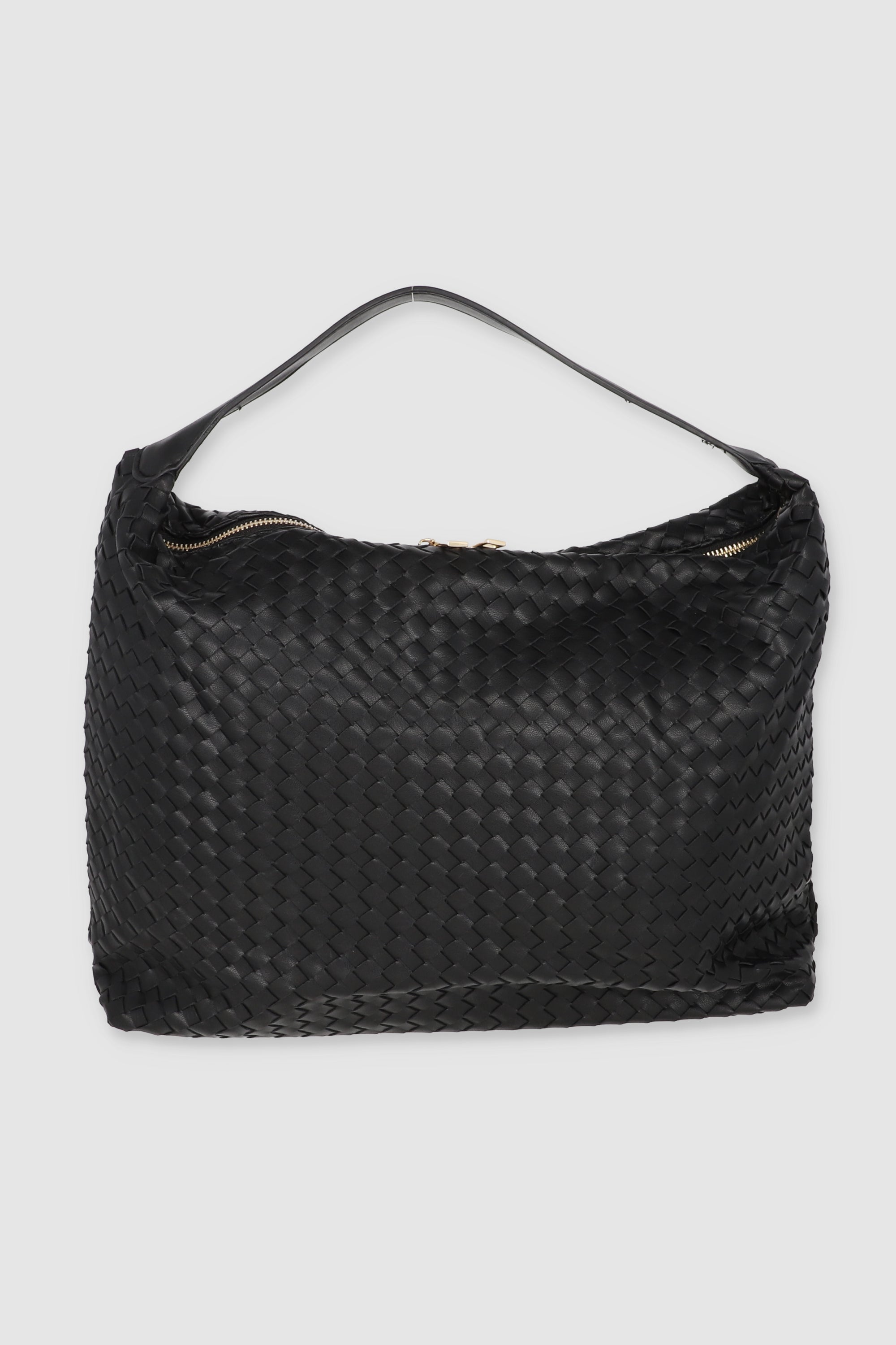 Bolsa tote tejida efecto piel NEGRO