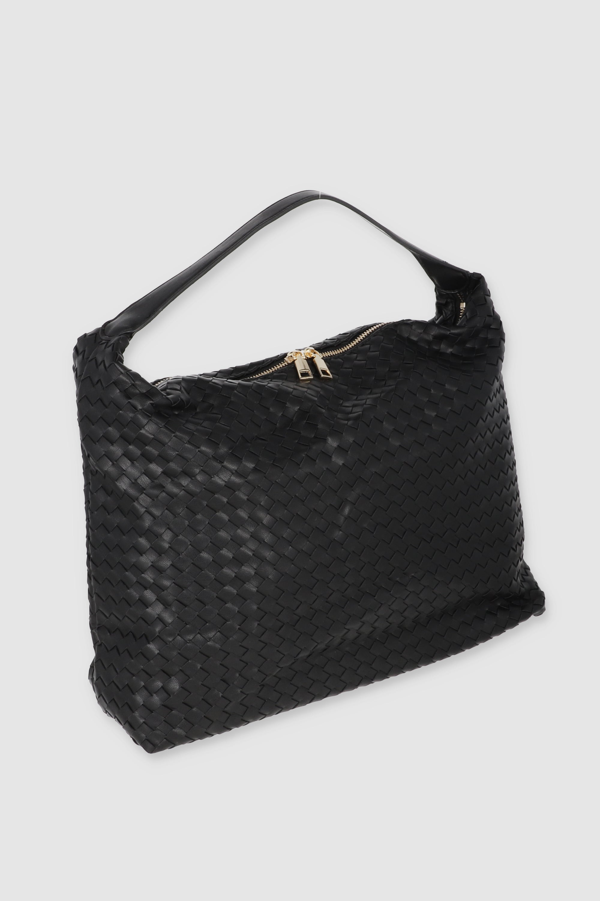 Bolsa tote tejida efecto piel NEGRO