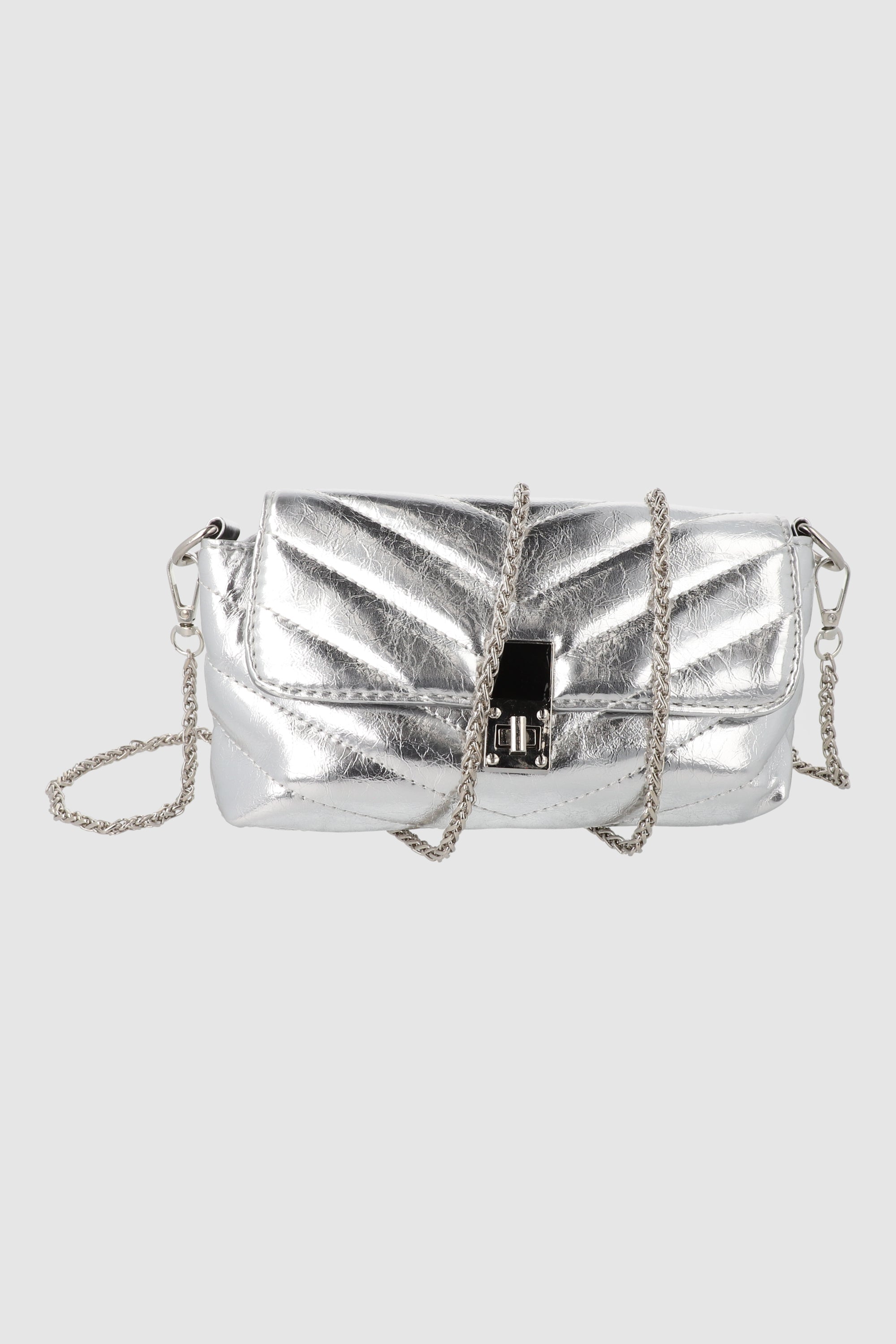 Bolsa crossbody capitonado chevron PLATA