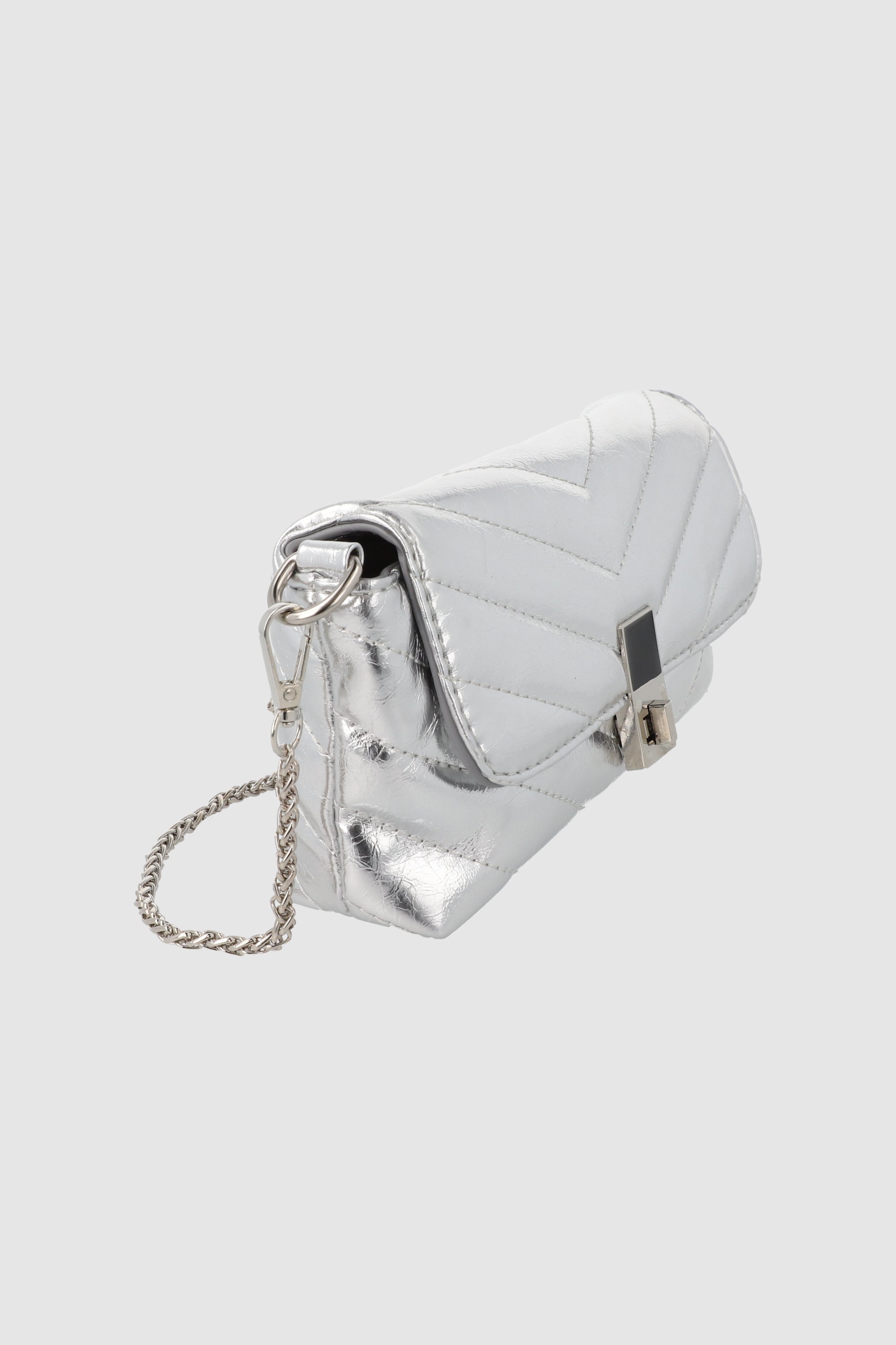 Bolsa crossbody capitonado chevron PLATA