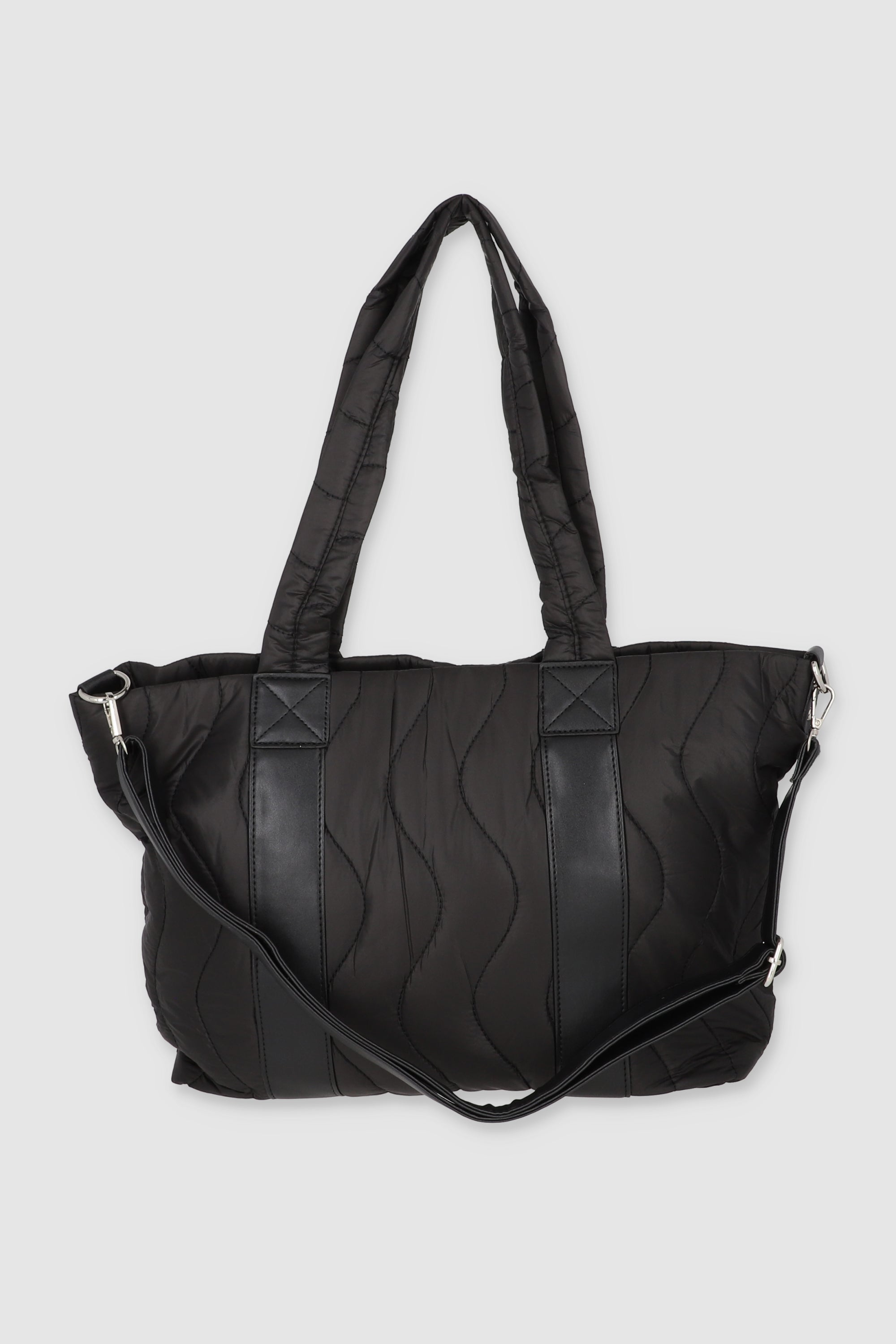 Bolsa tote capitonada ondas jareta NEGRO