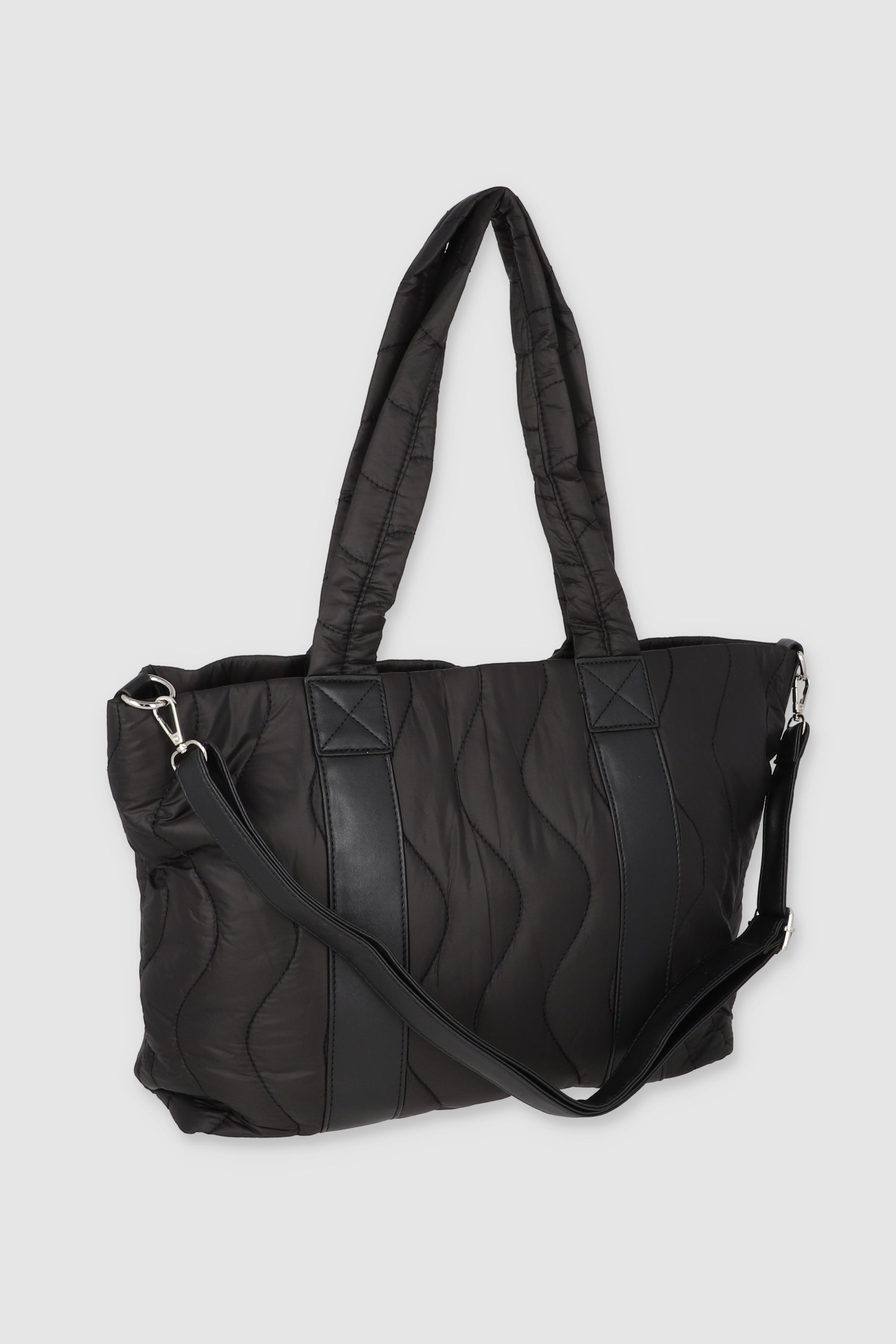 Bolsa tote capitonada ondas jareta NEGRO