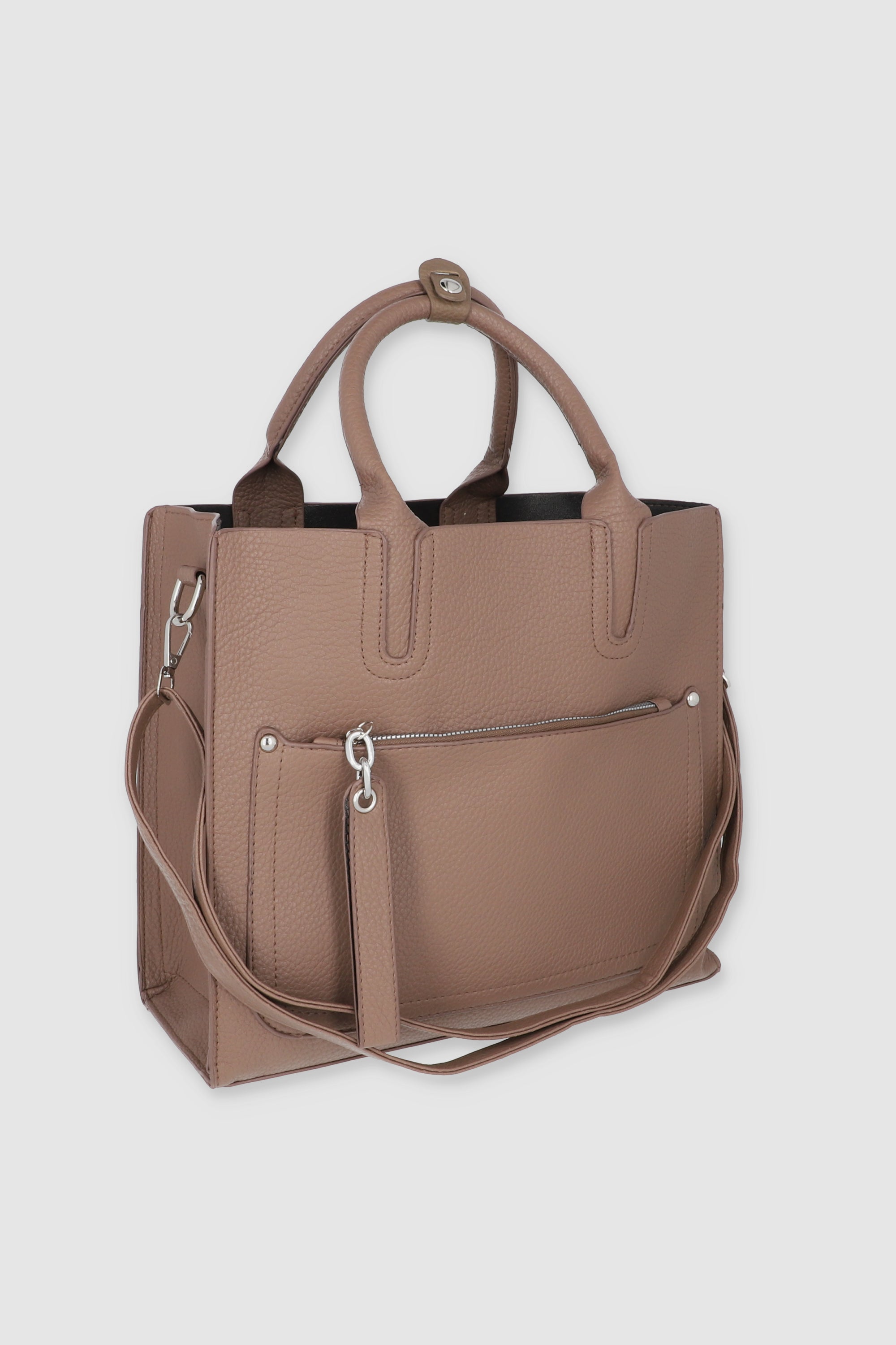 Bolsa tote estructurada sencilla abatanada TAUPE