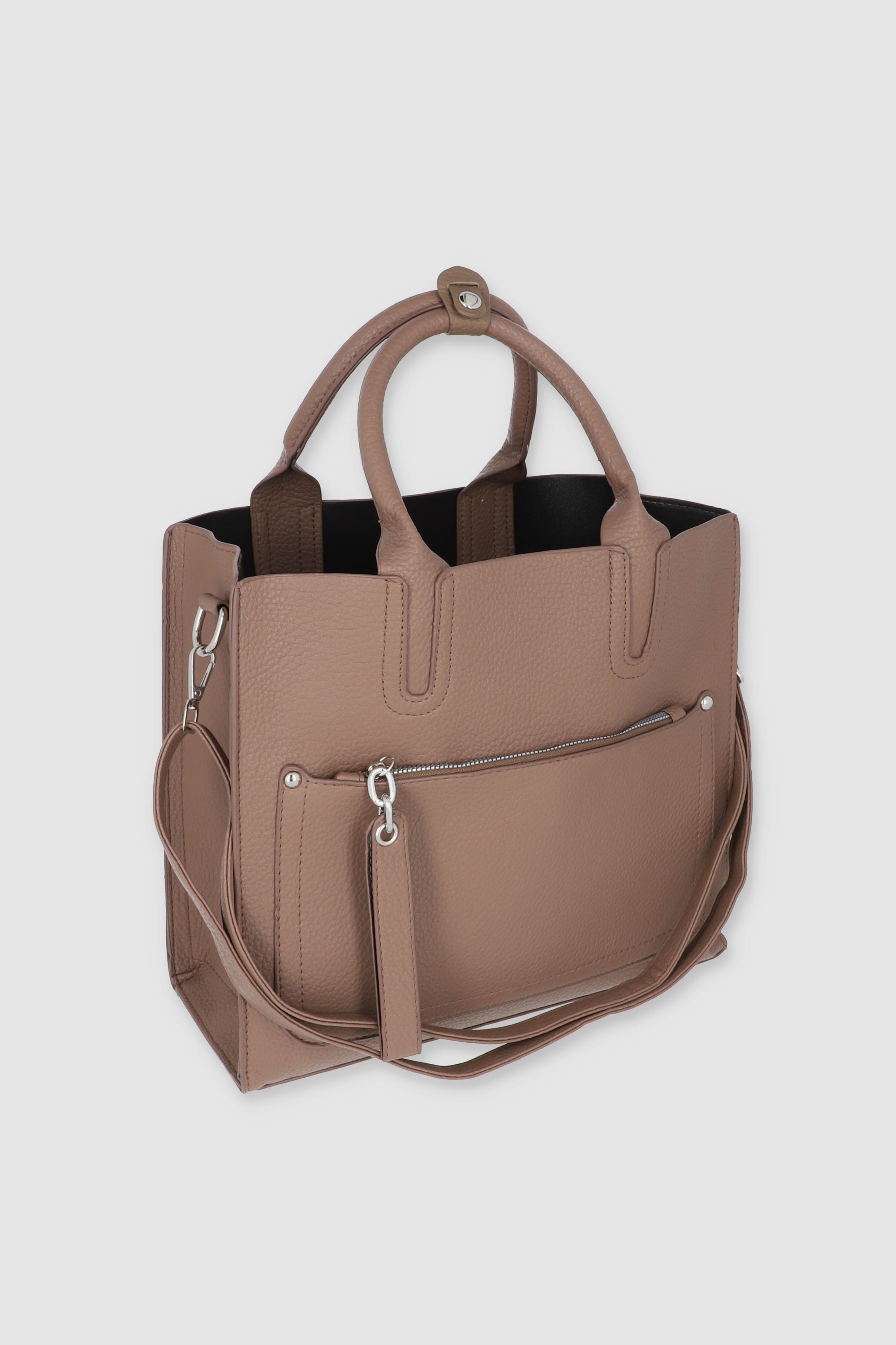 Bolsa tote estructurada sencilla abatanada TAUPE