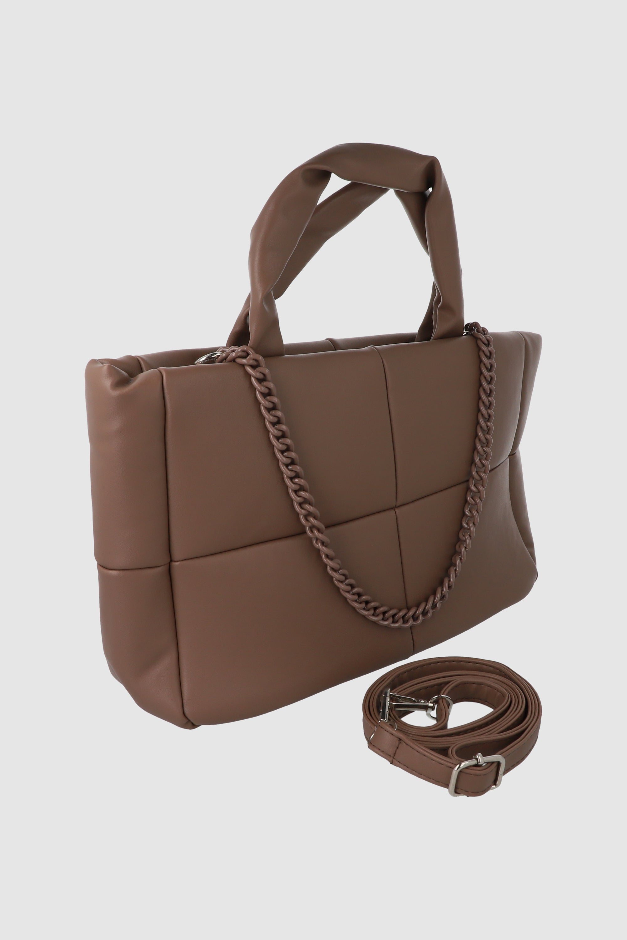 Bolsa tote capitonada puffy TAUPE