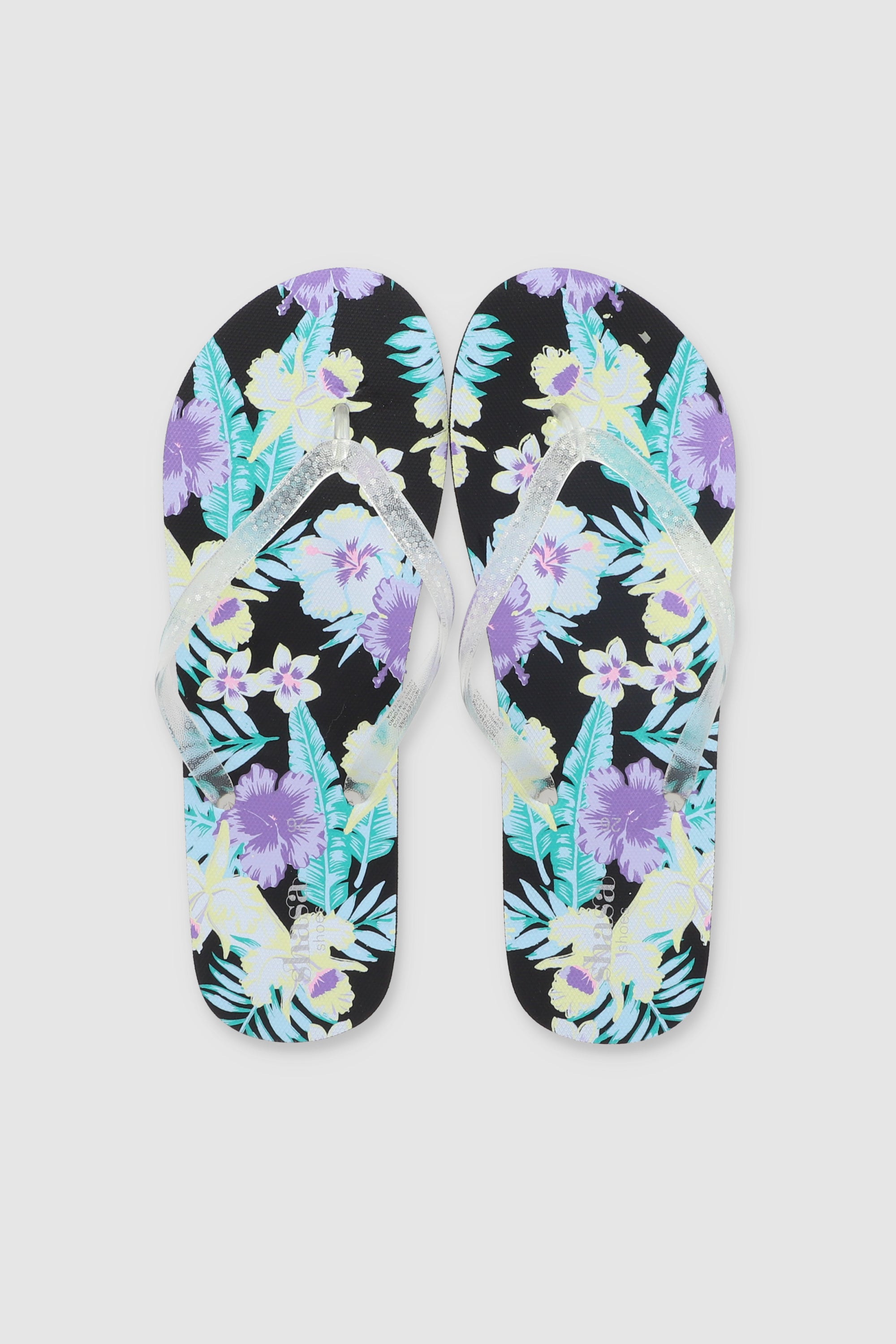 Flip flops tropical flowers Black Combo