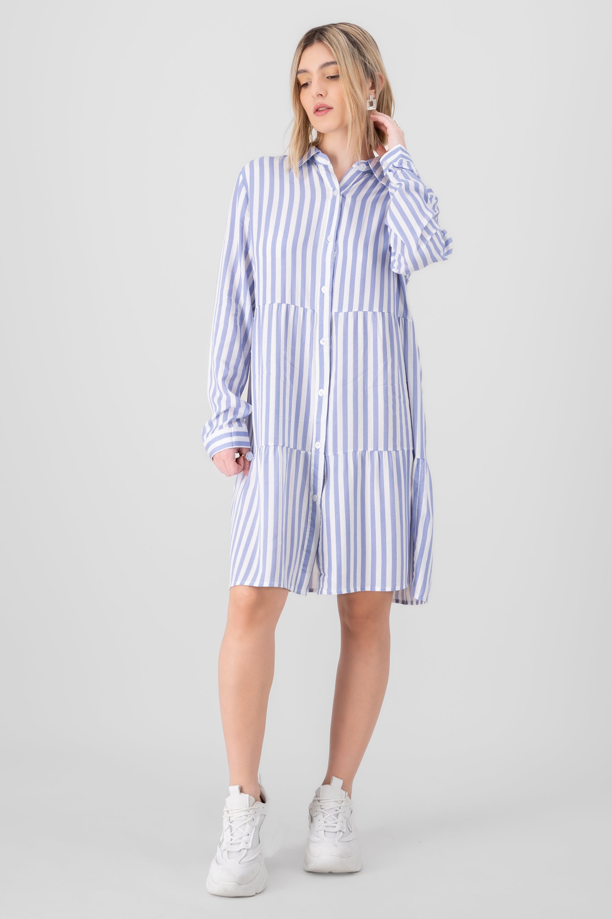 Vestido camisero rayas AZUL COMBO