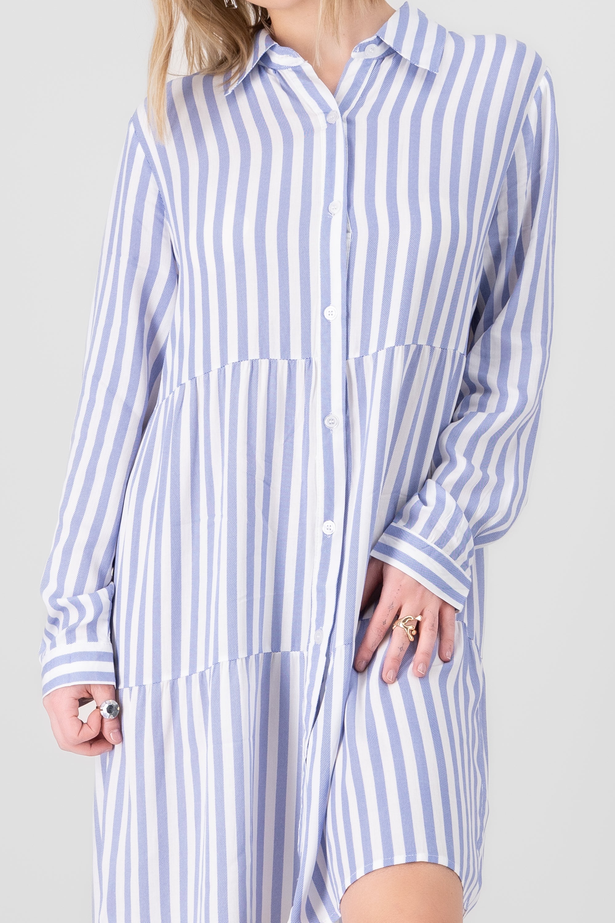 Vestido camisero rayas AZUL COMBO
