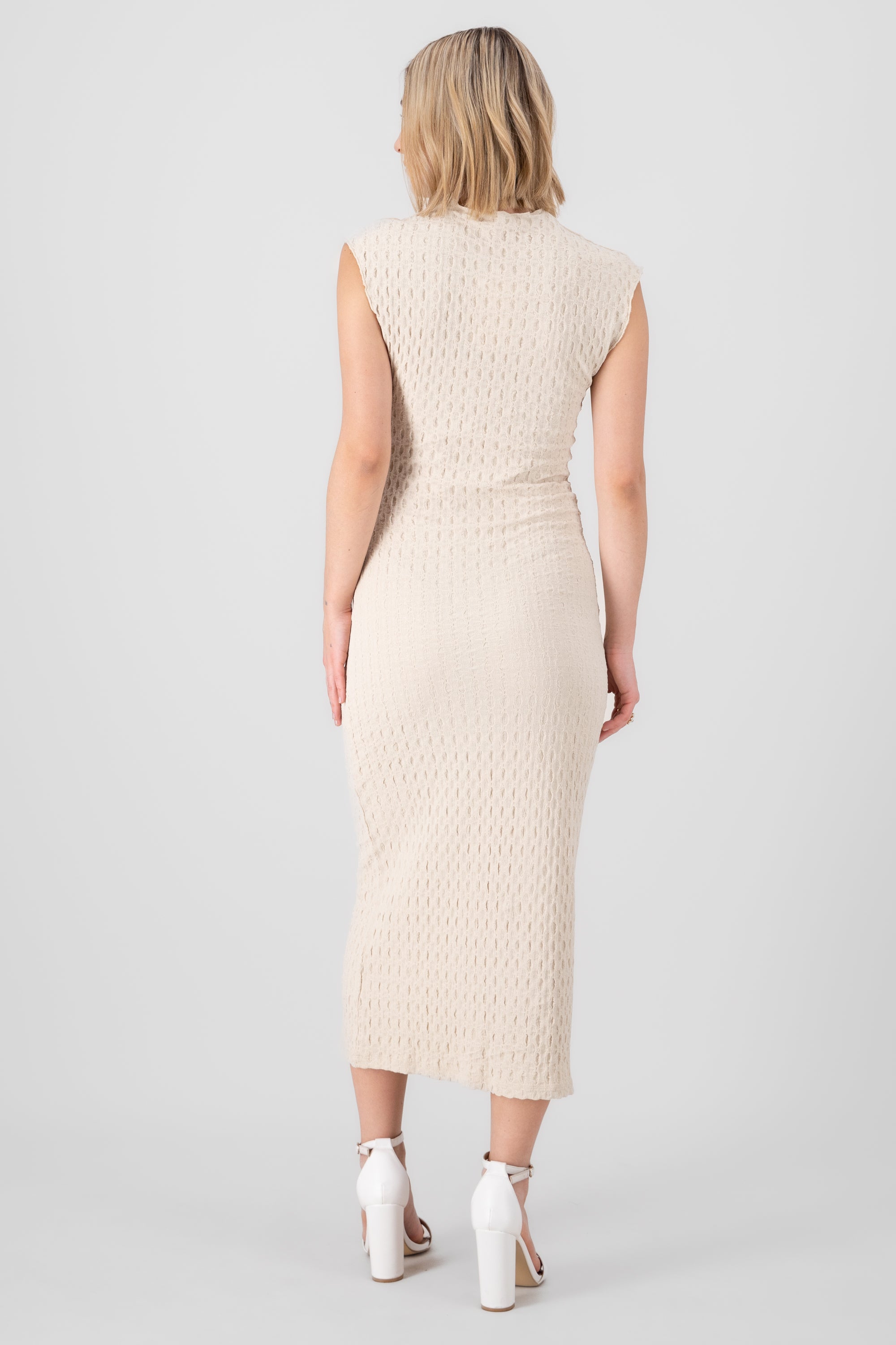 Vestido midi textura HUESO