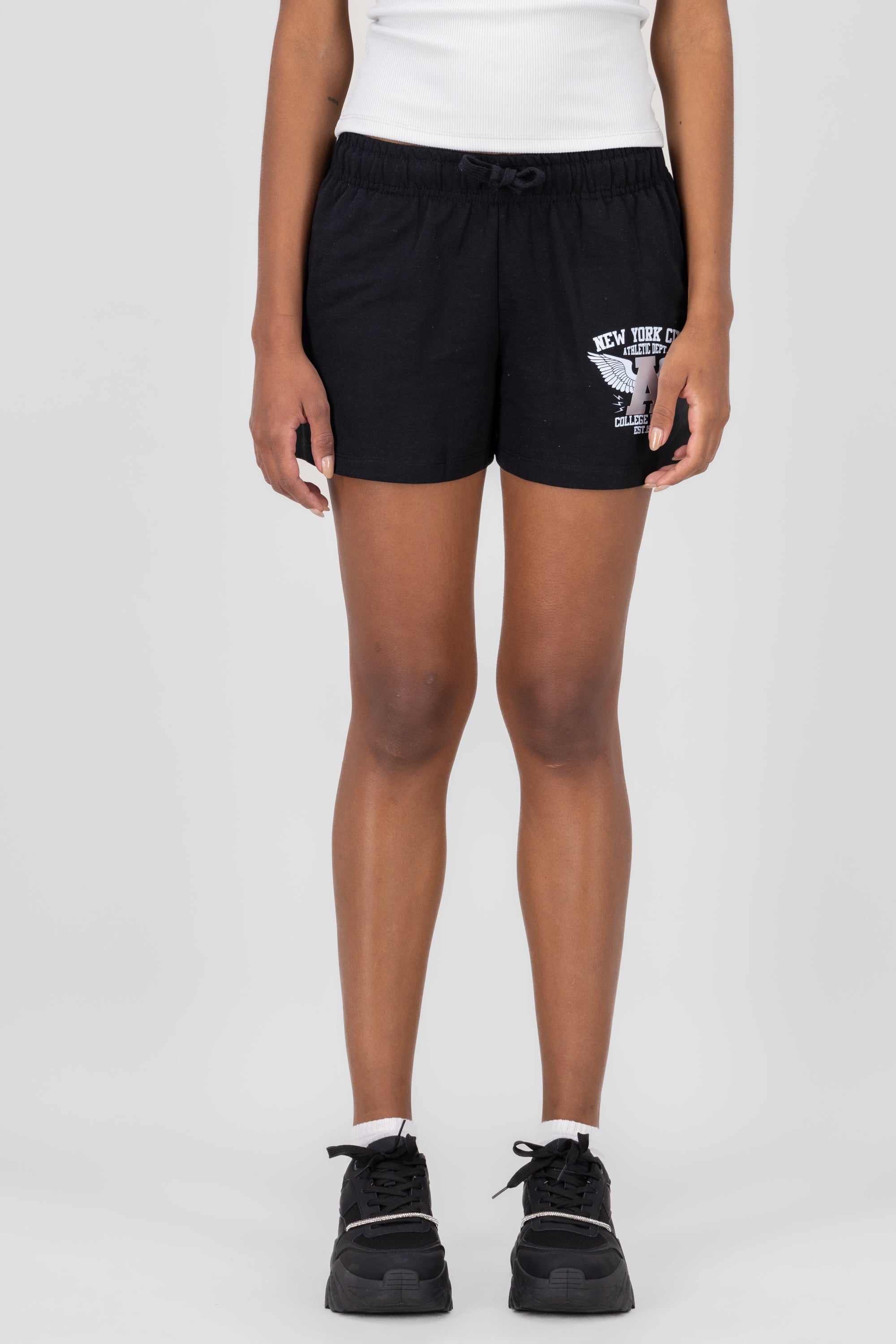 Short printed short BLACK