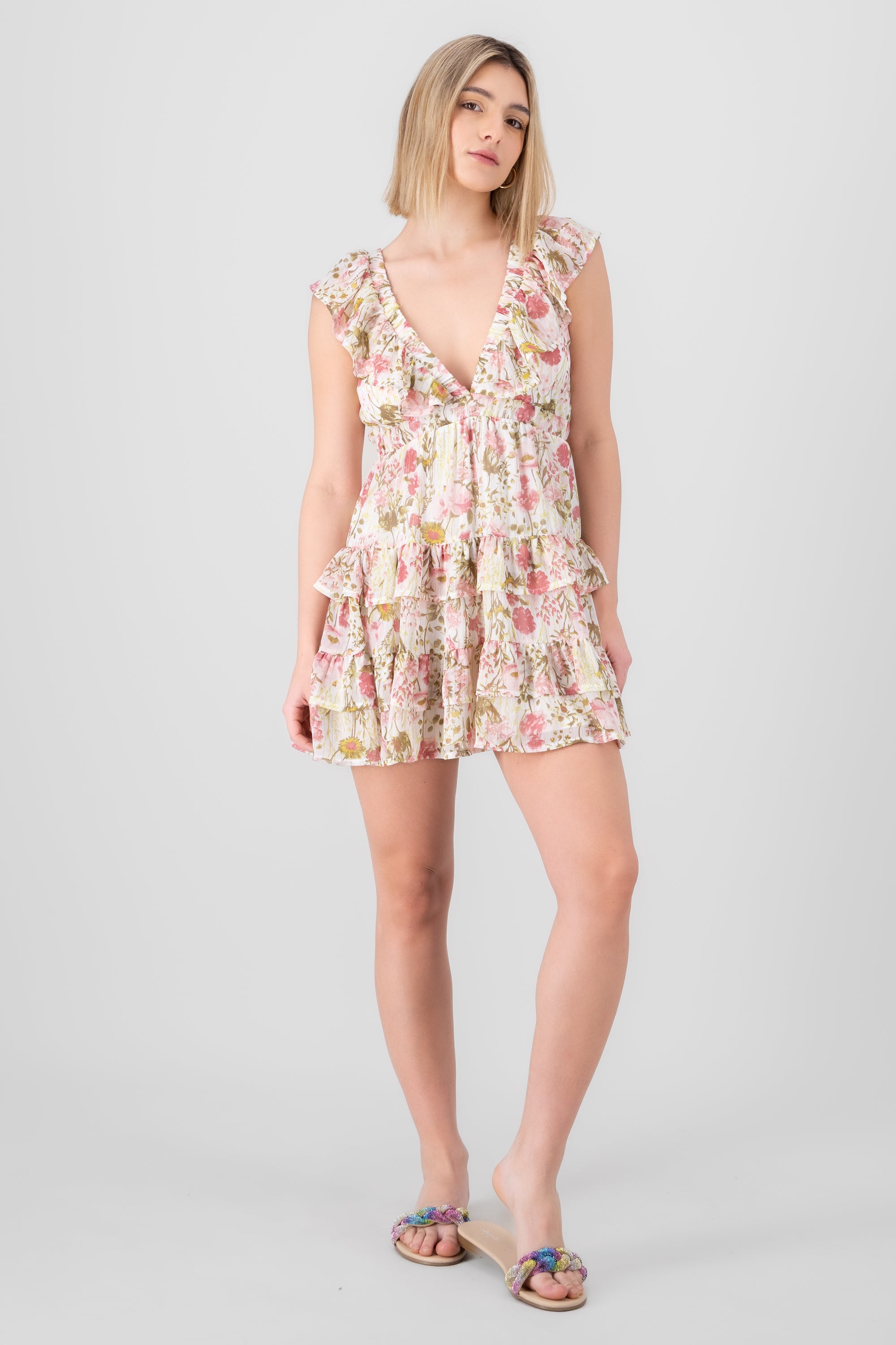 Mini Olanes Dress Printed Hypsters Flowers White Combo