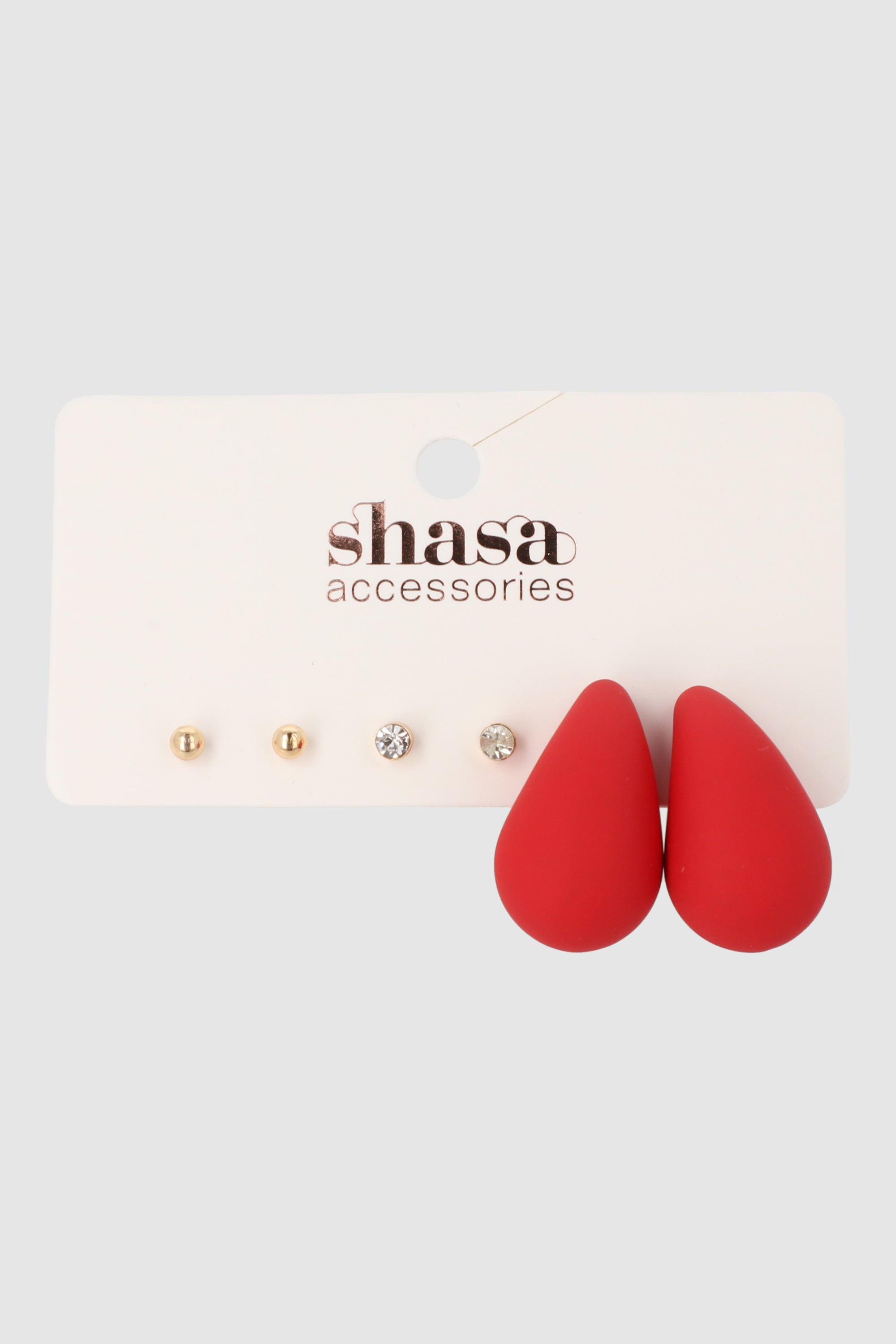 3 PR ARETES GOTA COLOR ROJO