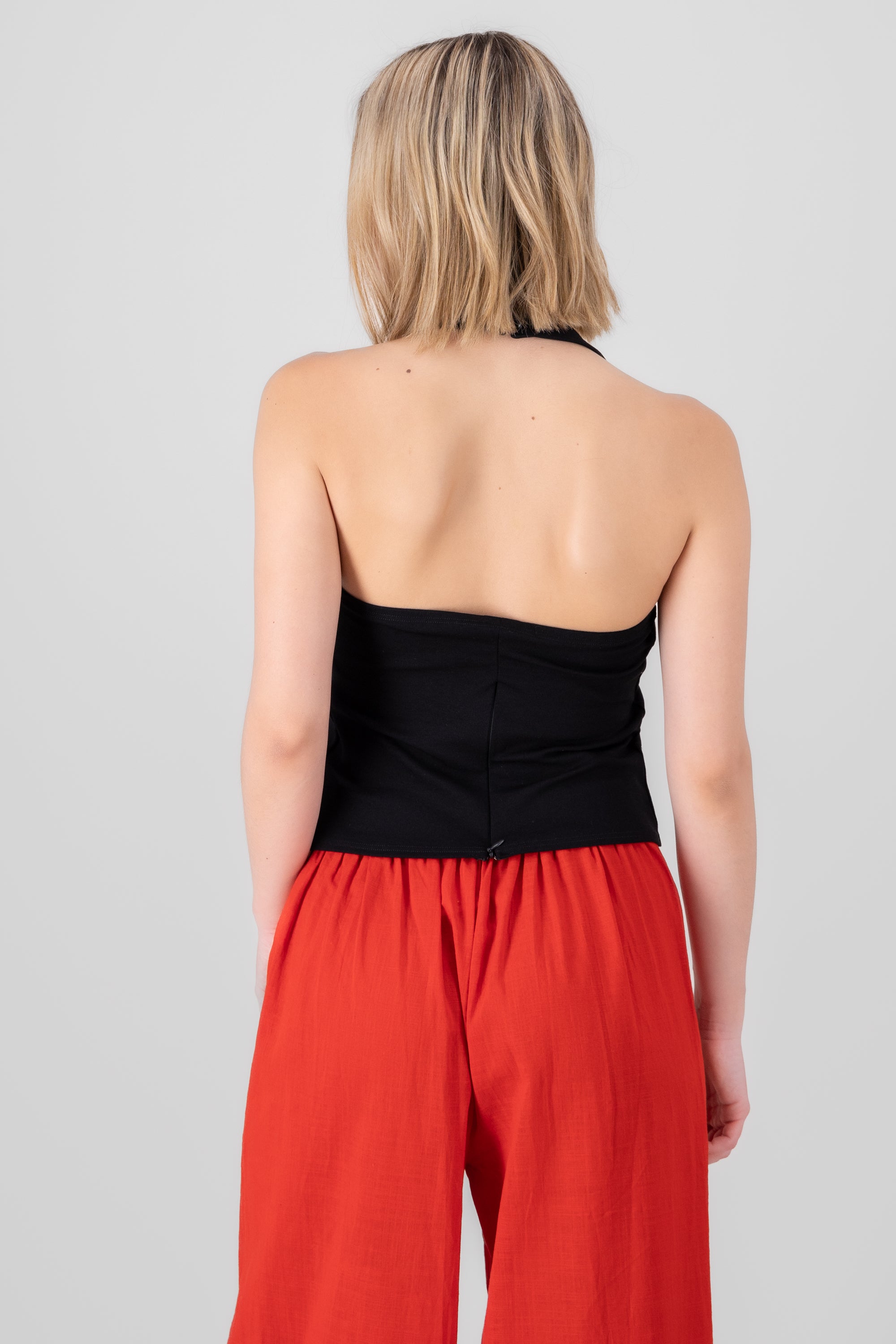 Top halter detalle moños NEGRO