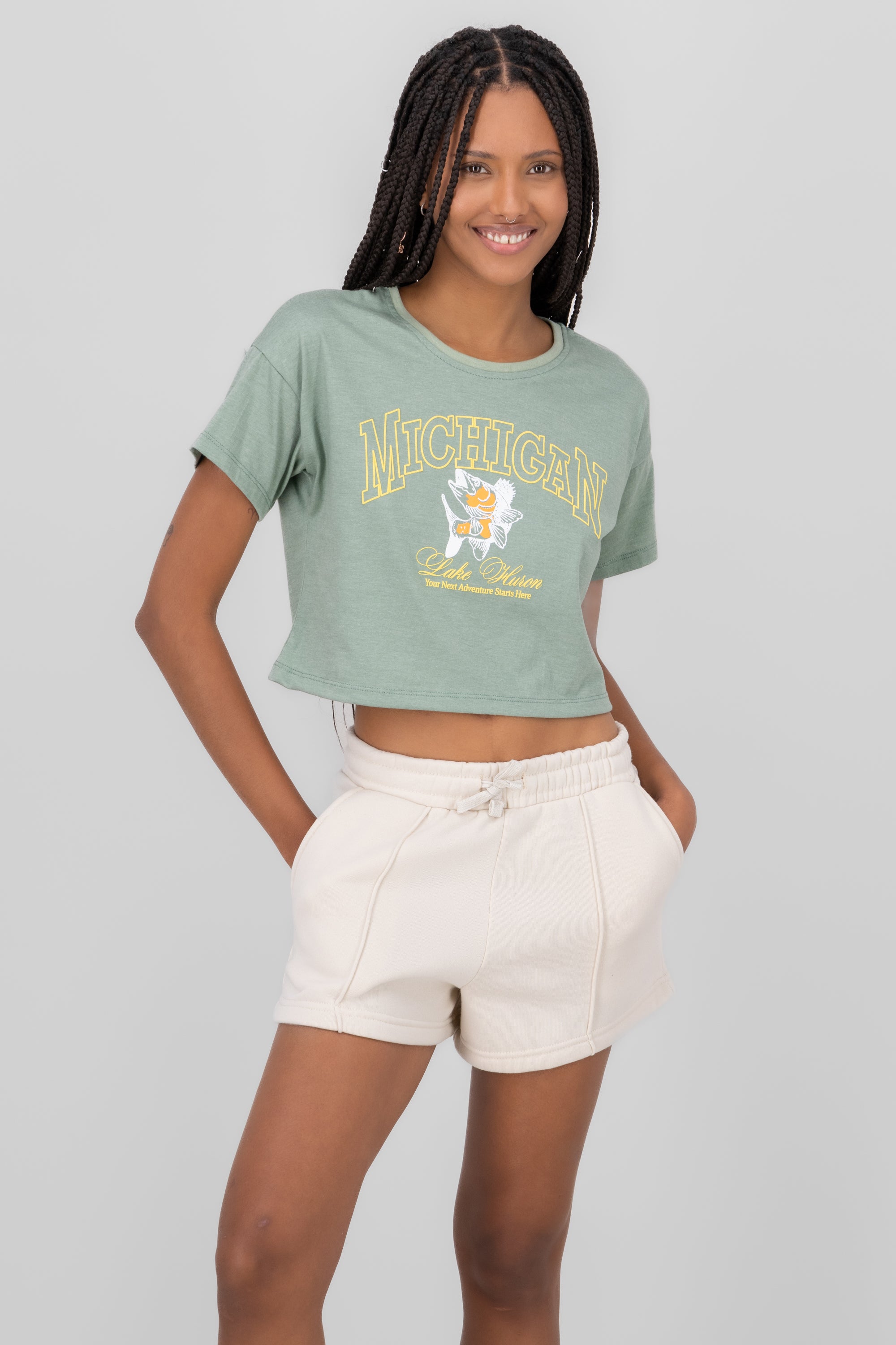 CROP Michigan shirt Sage