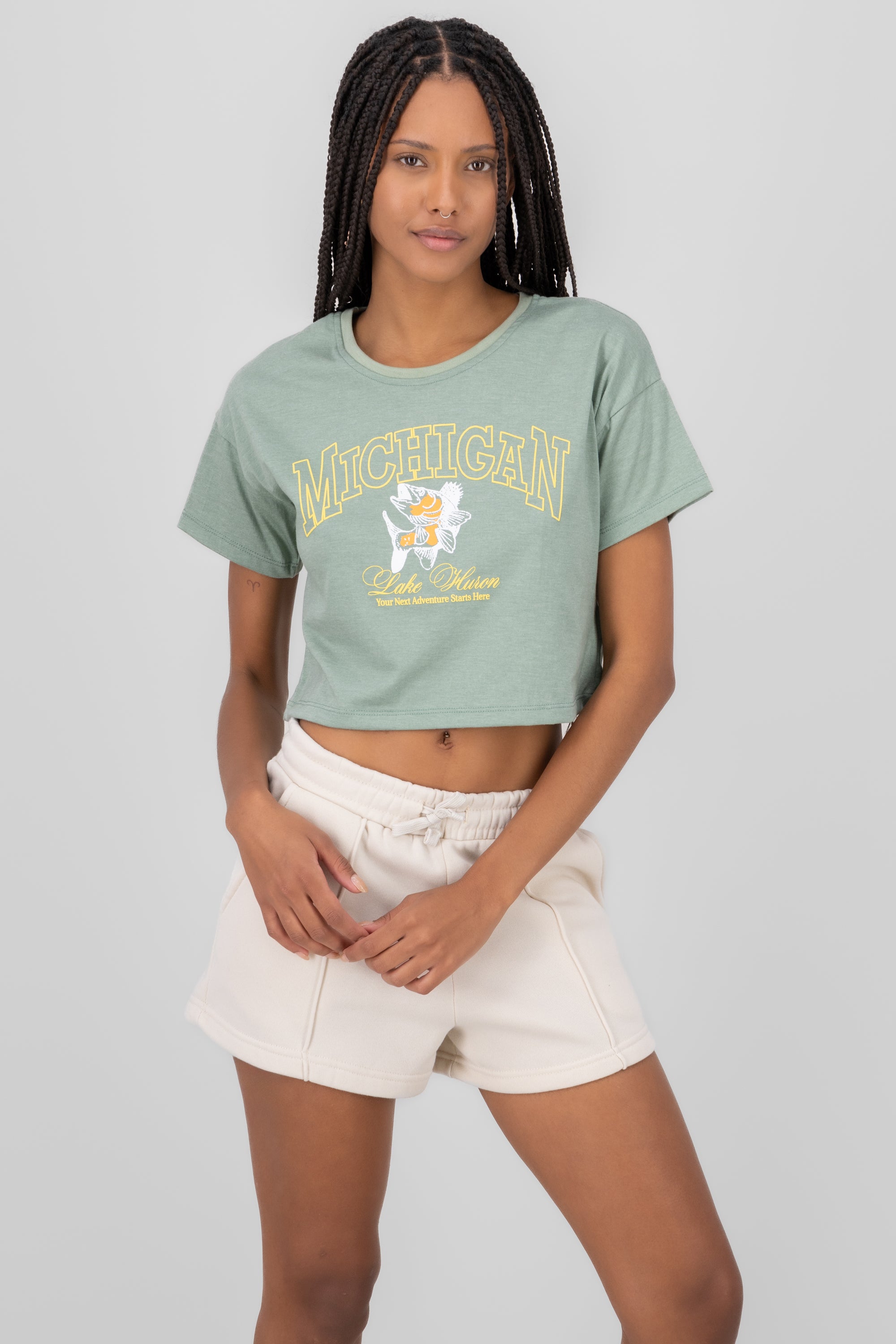 CROP Michigan shirt Sage