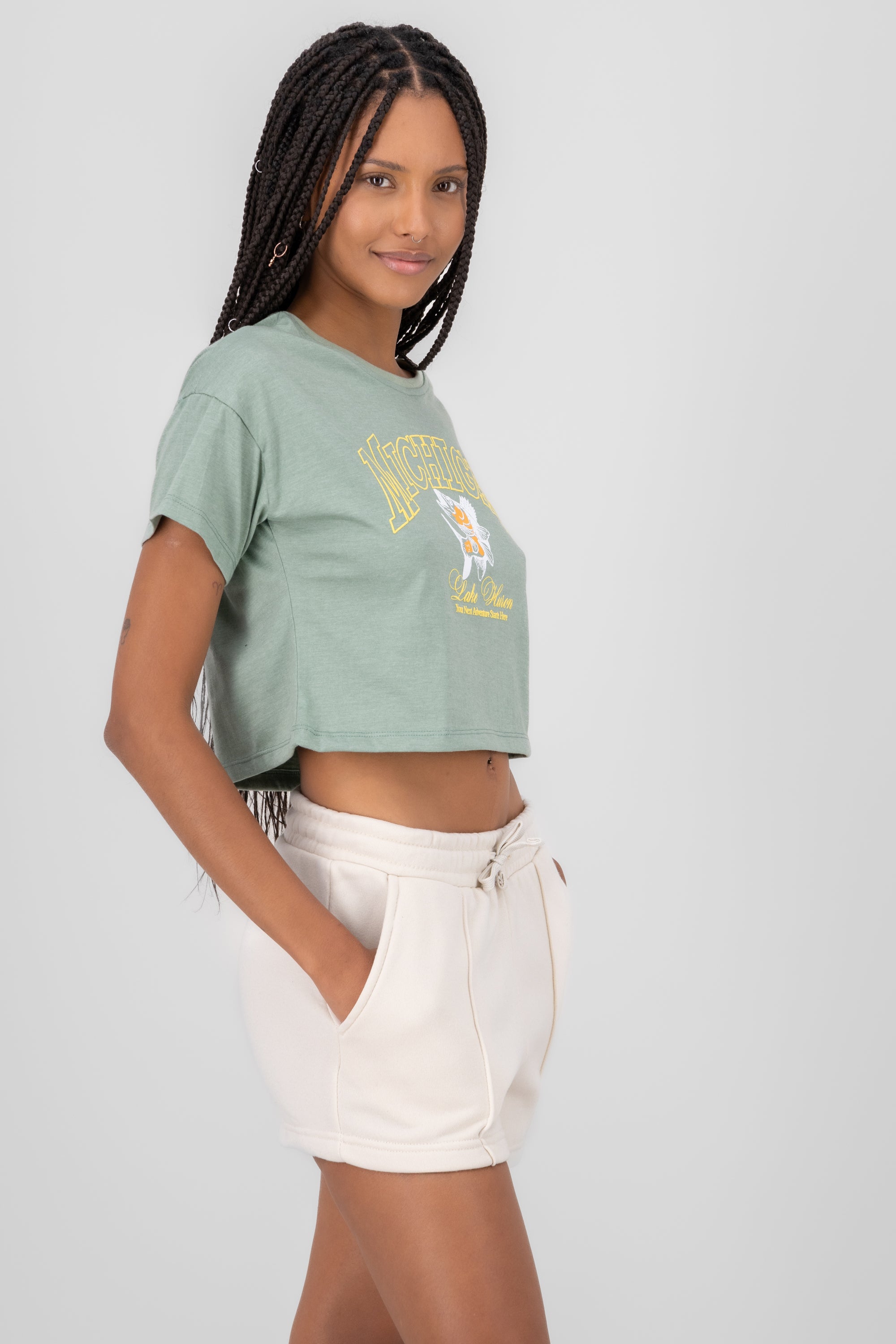 CROP Michigan shirt Sage