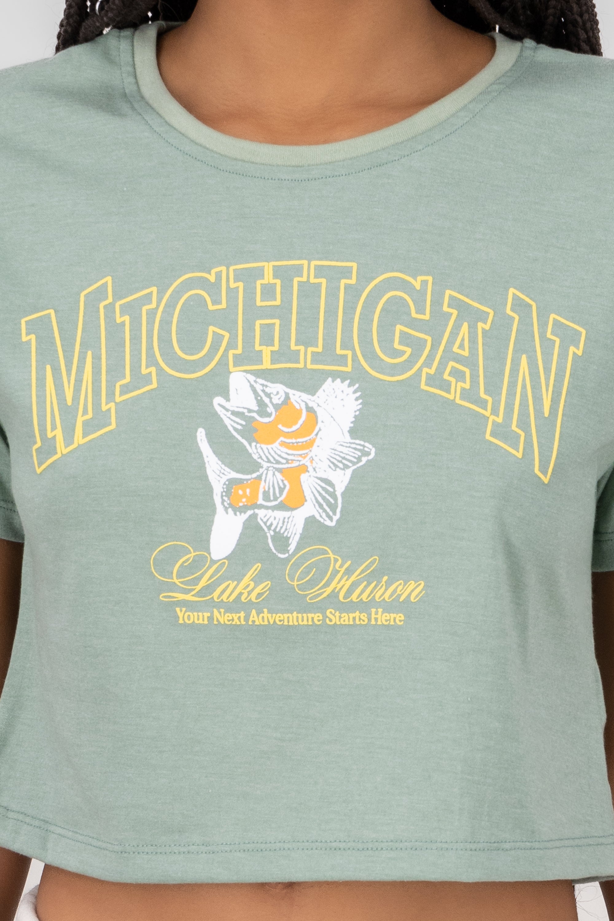 CROP Michigan shirt Sage