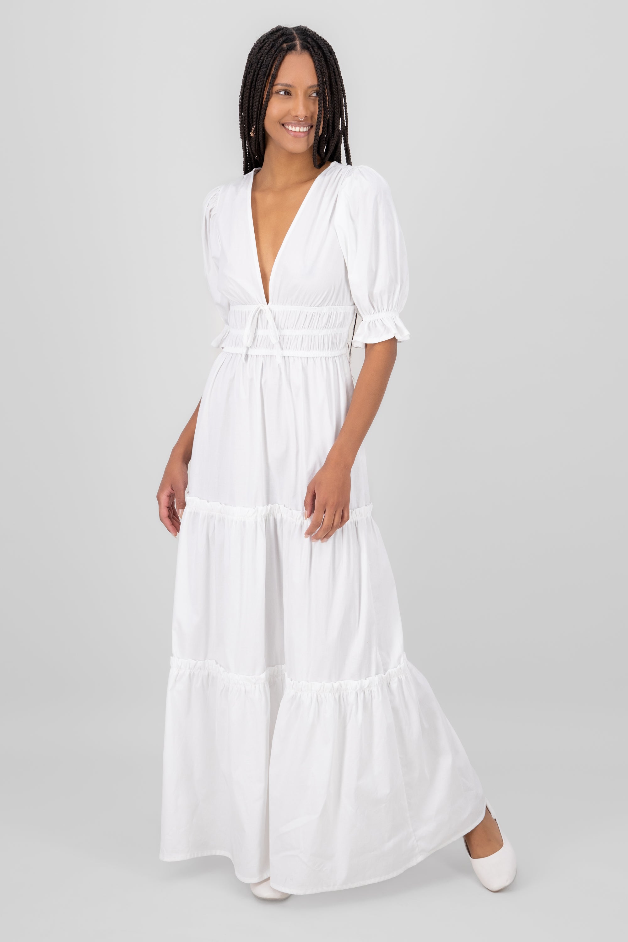 Maxi Dress Short manga Short Globe Hyp WHITE