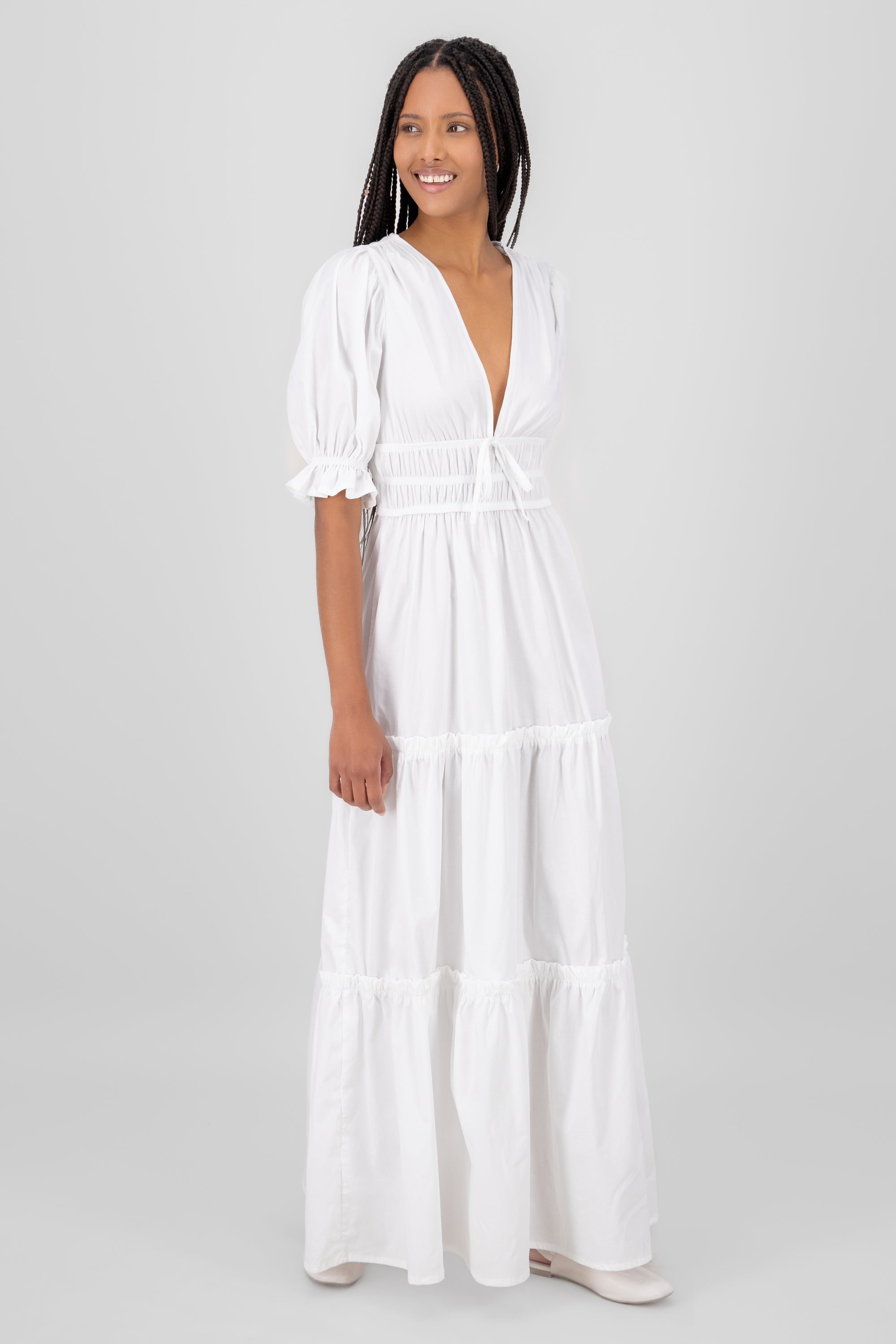 Maxi Dress Short manga Short Globe Hyp WHITE