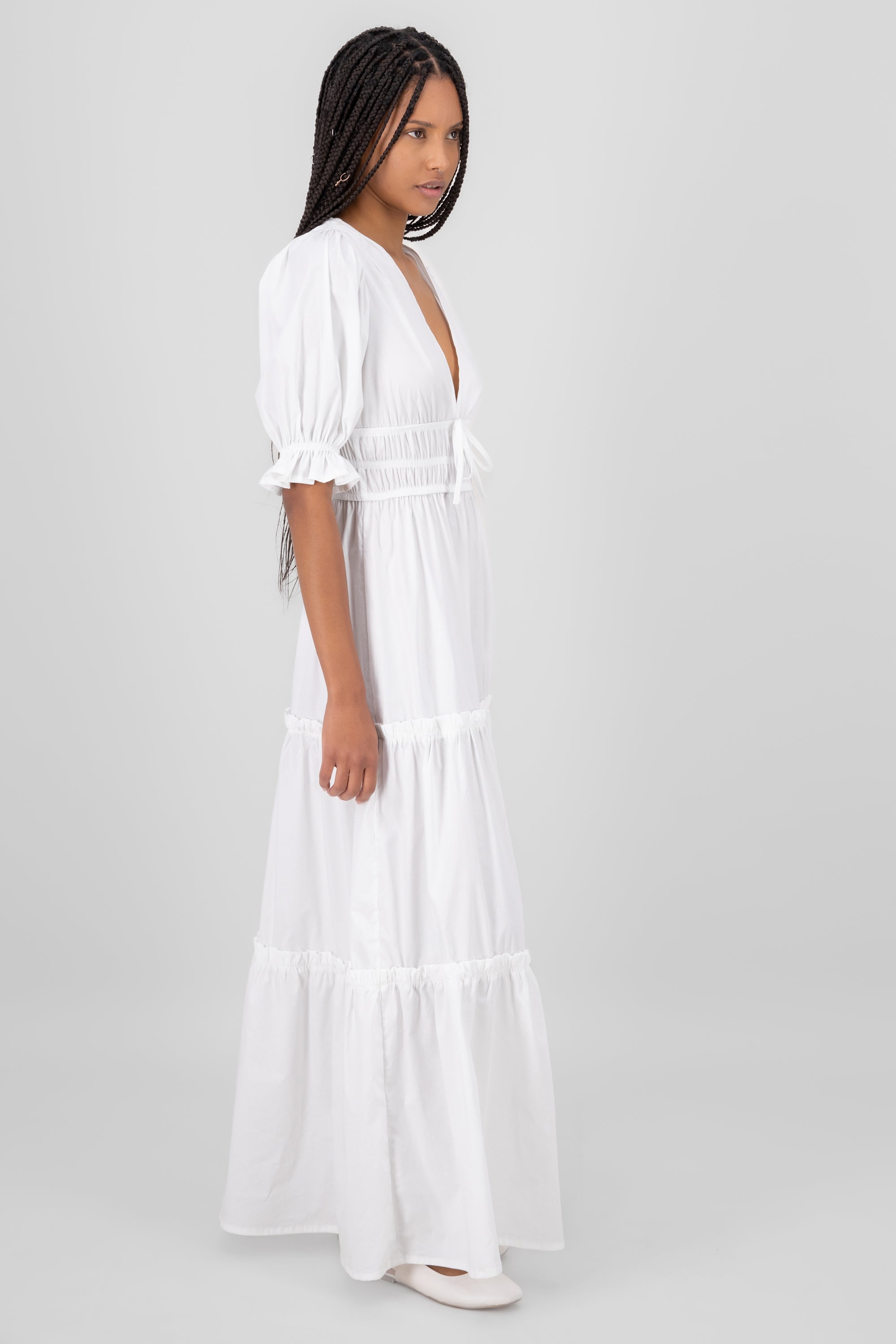 Maxi Dress Short manga Short Globe Hyp WHITE