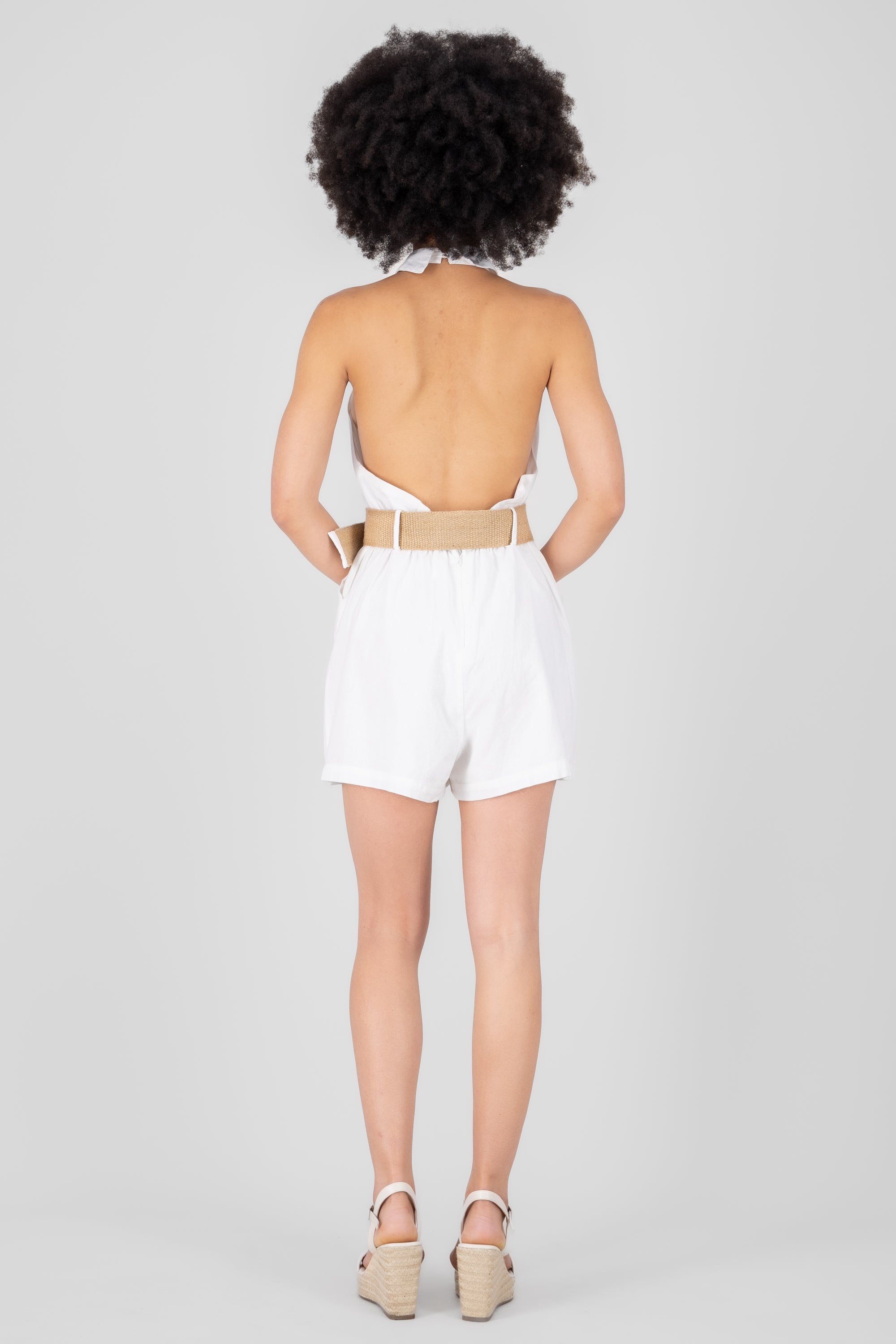 Romper con cinturon liso BLANCO