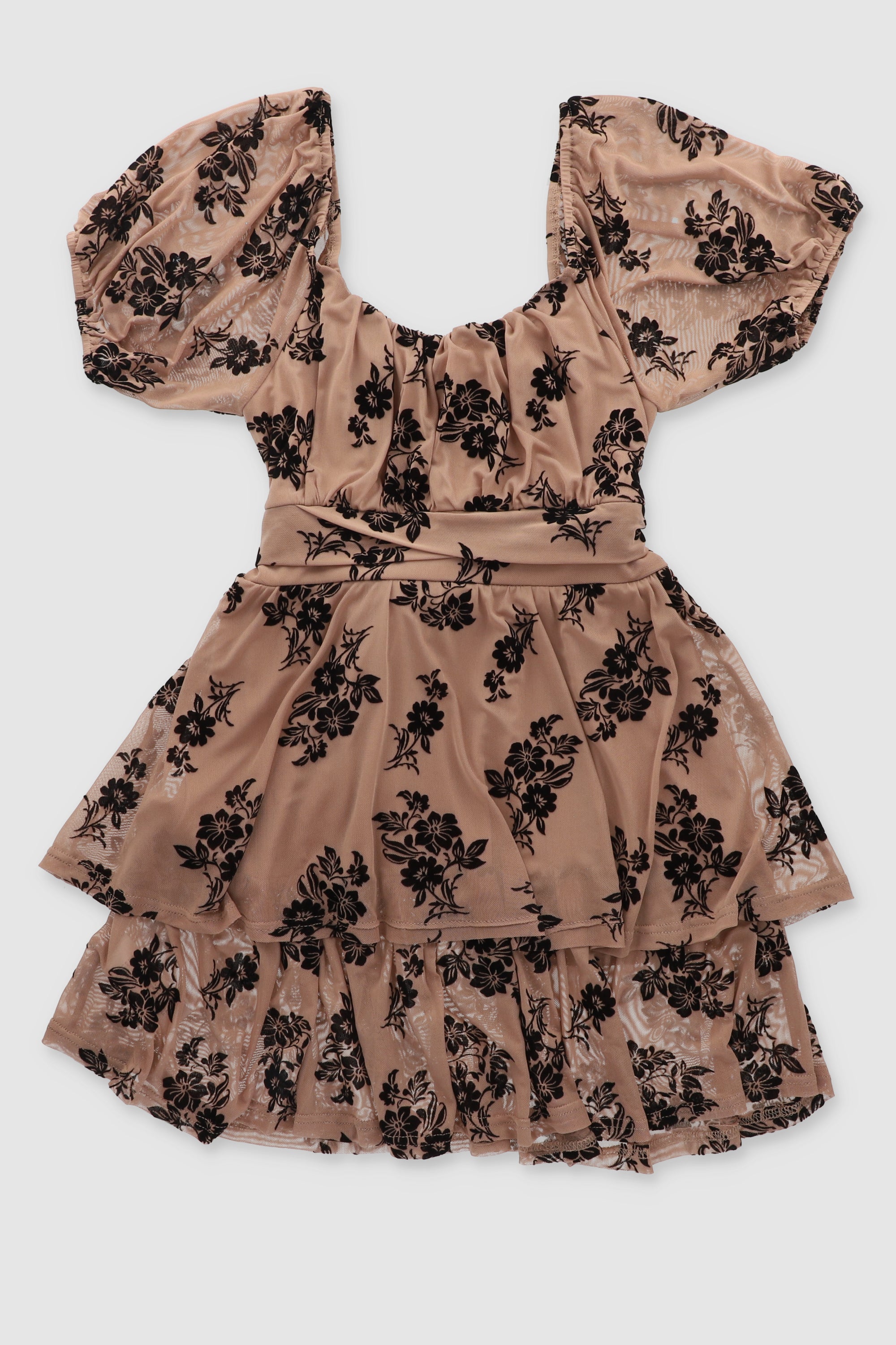 Mini vestido olan mesh flock NEGRO COMBO