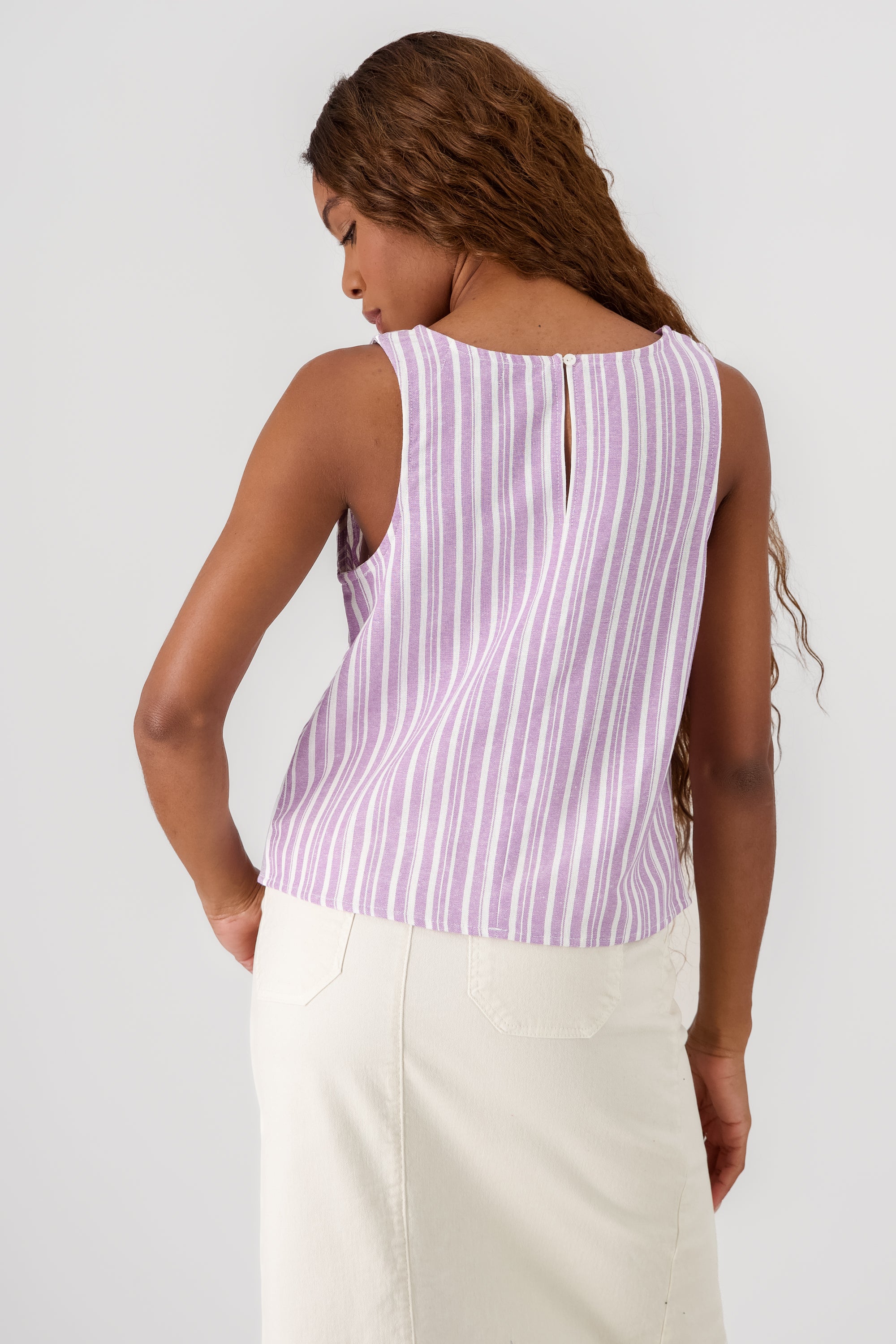 Sleeveless Top Lino Hypsters stripes LILAC