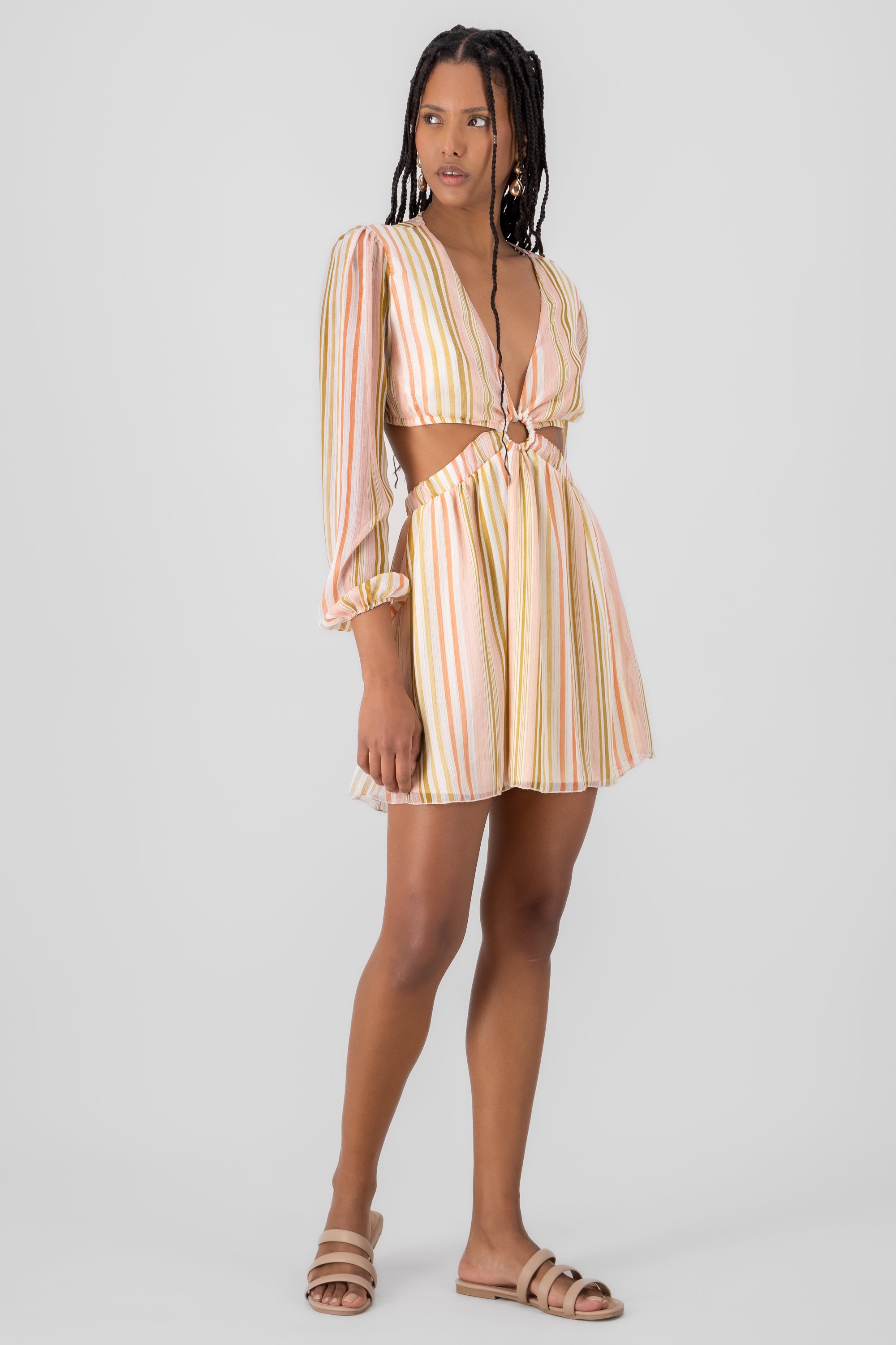 Mini Cut Out Waist Dress Rosa Combo