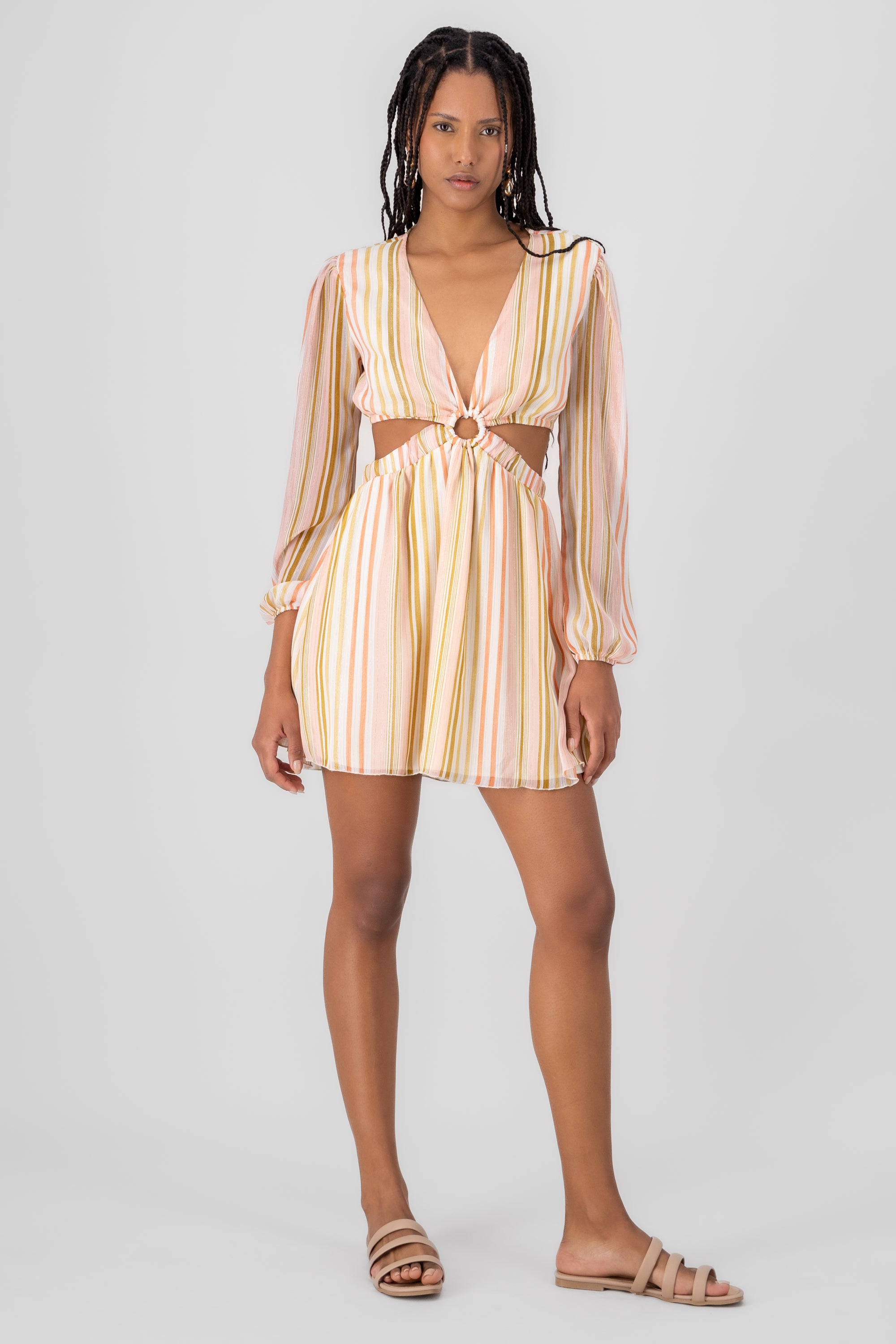 Mini Cut Out Waist Dress Rosa Combo