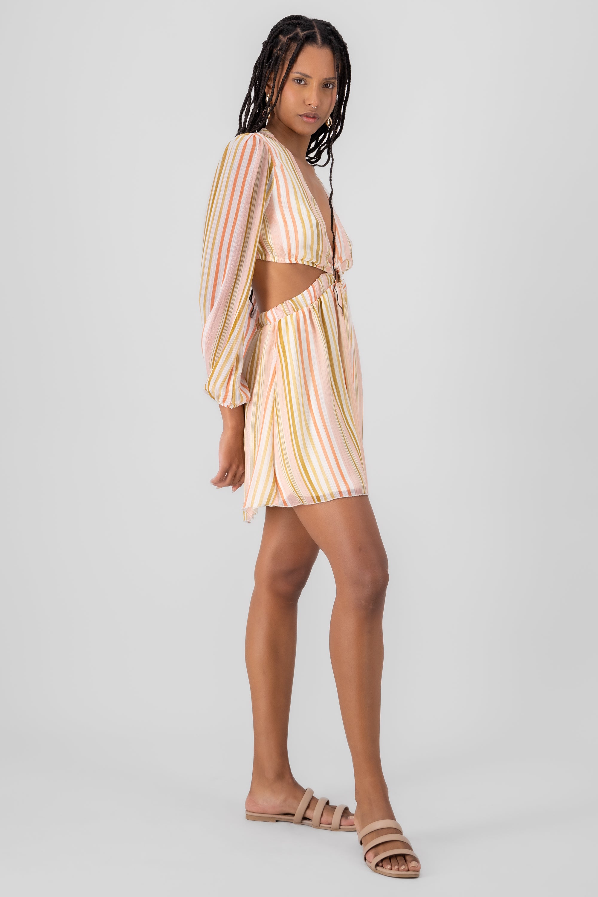 Mini Cut Out Waist Dress Rosa Combo