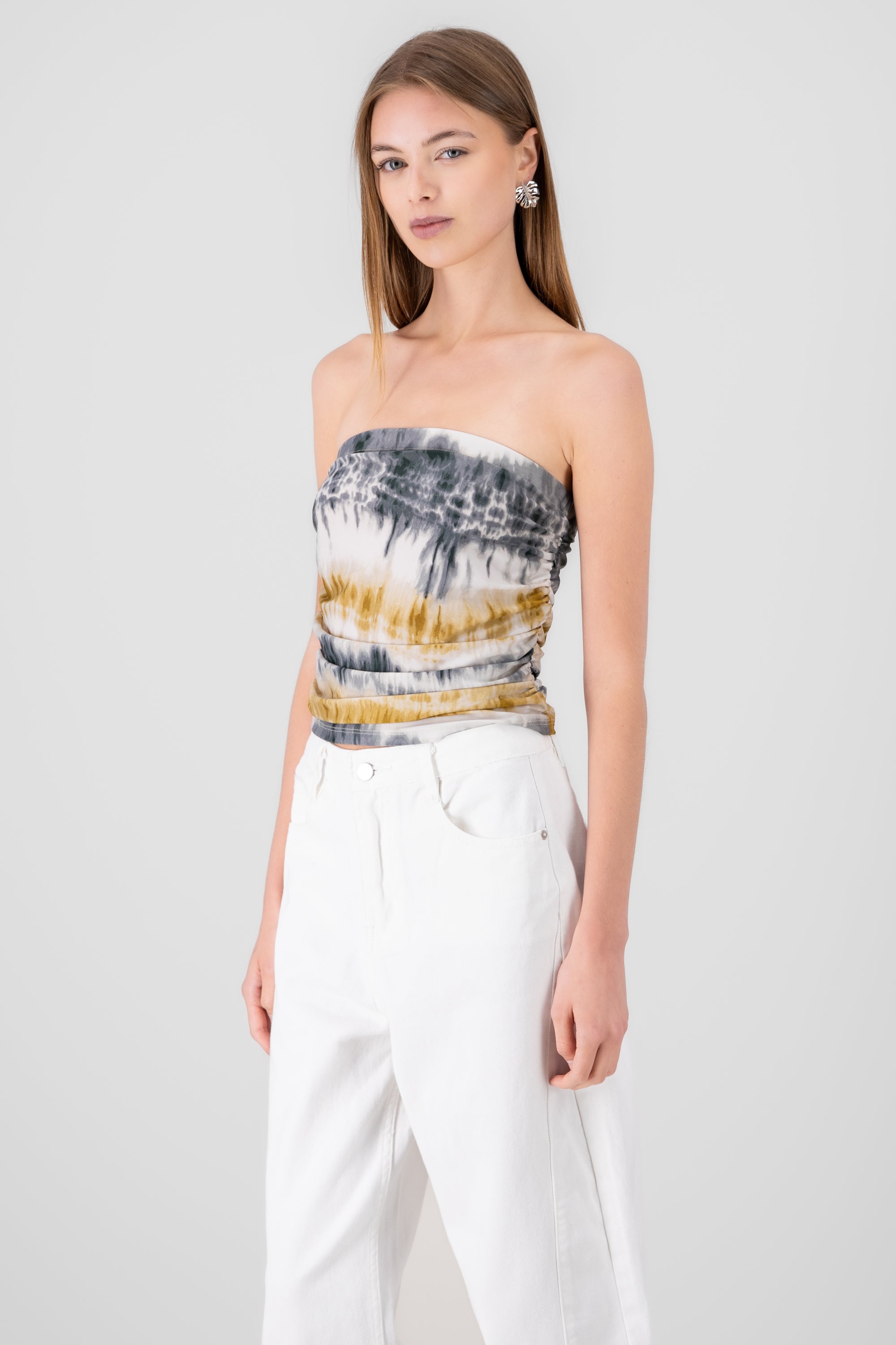 Top strapless estampado degradado AMARILLO COMBO