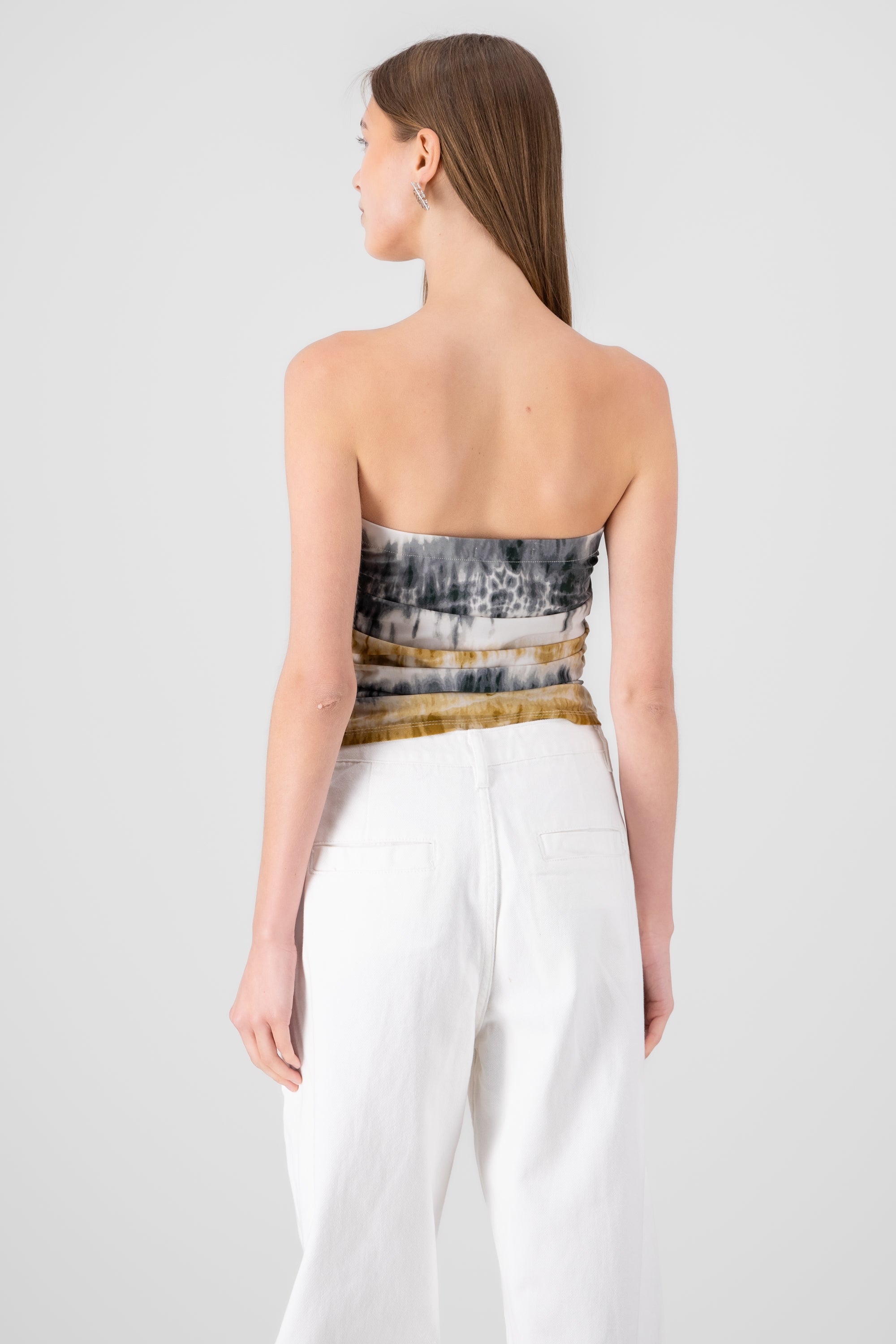 Top strapless estampado degradado AMARILLO COMBO