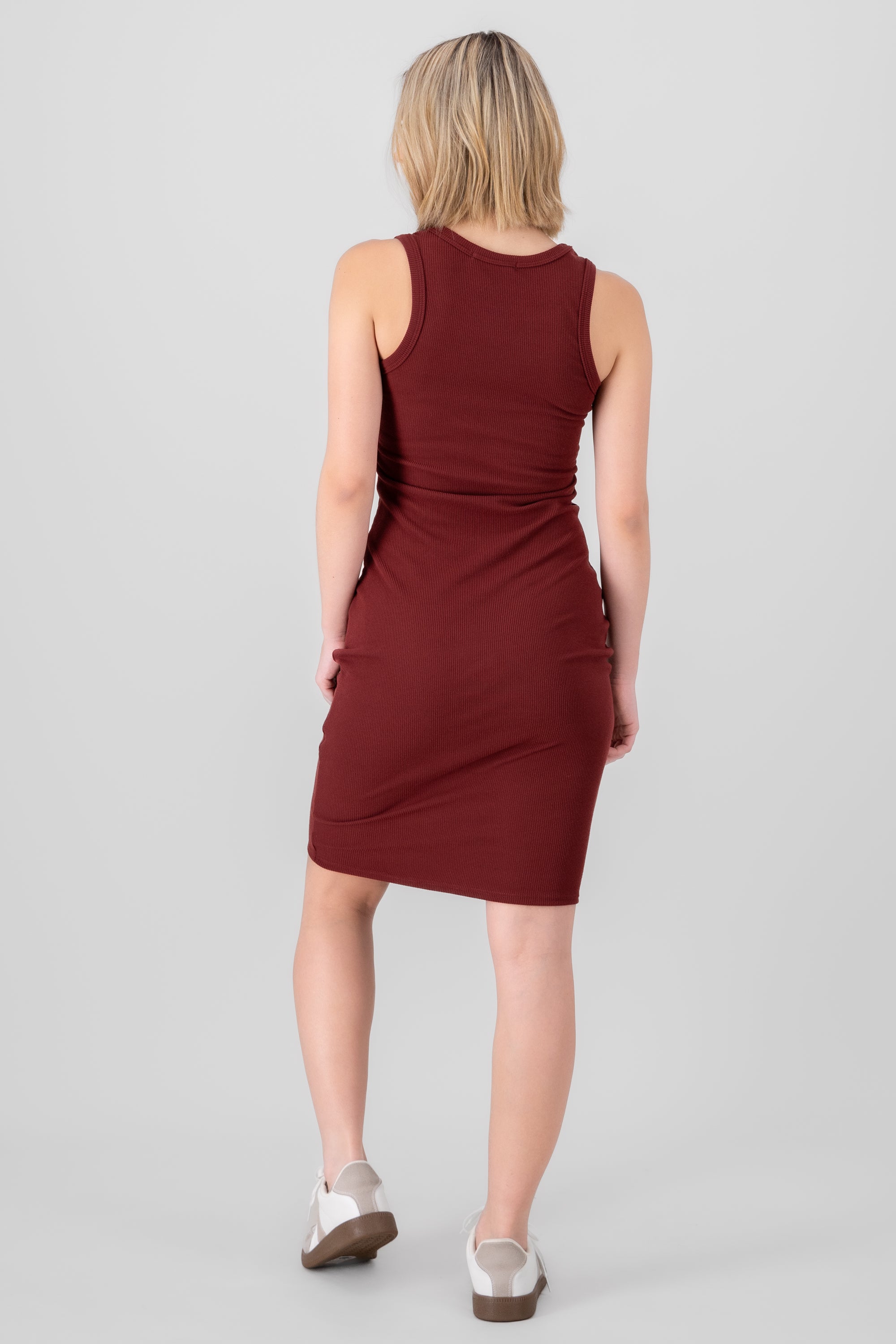 Vestido midi sin mangas rib VINO