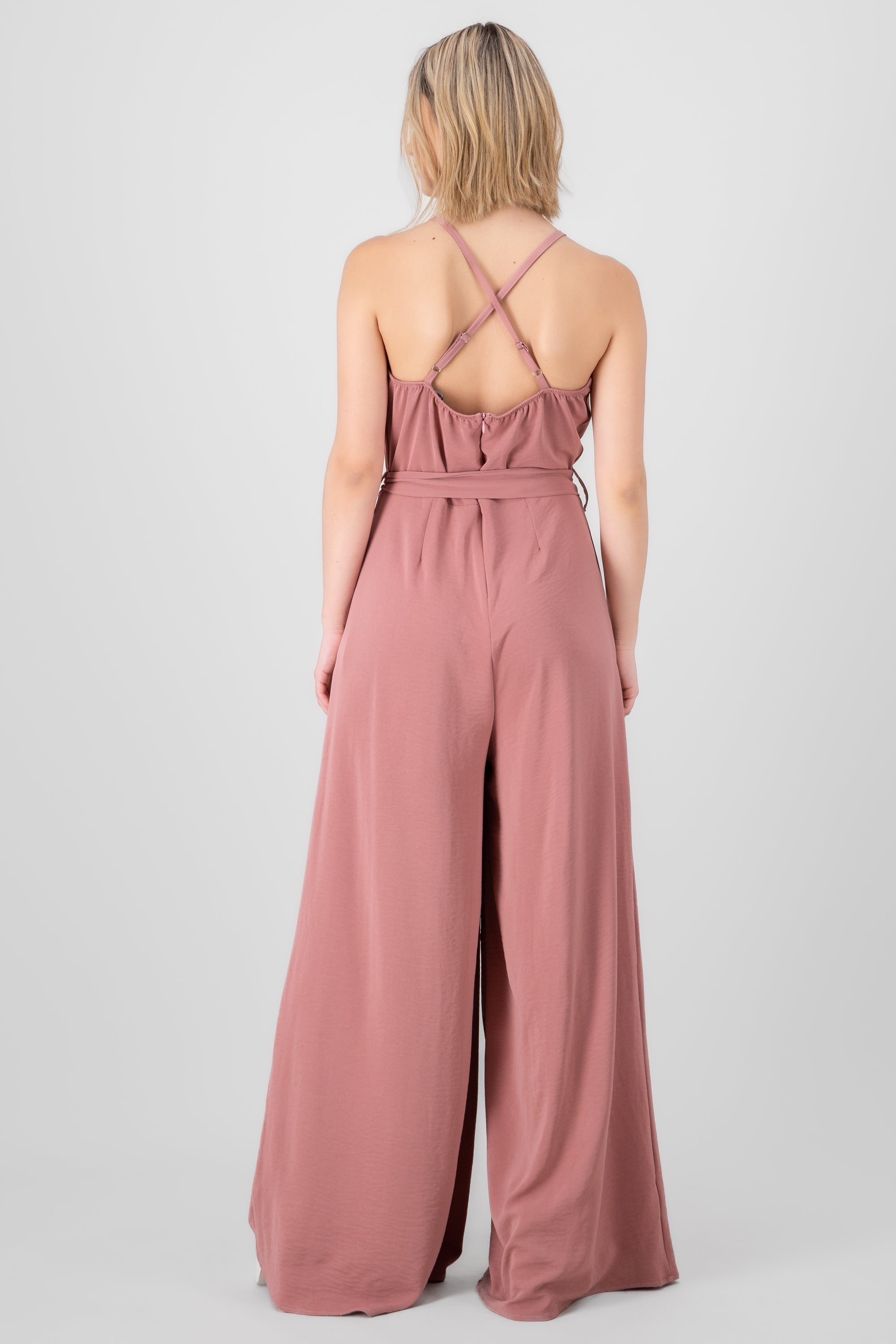 Jumpsuit escote en V con tirante delgado Hypsters PALO DE ROSA