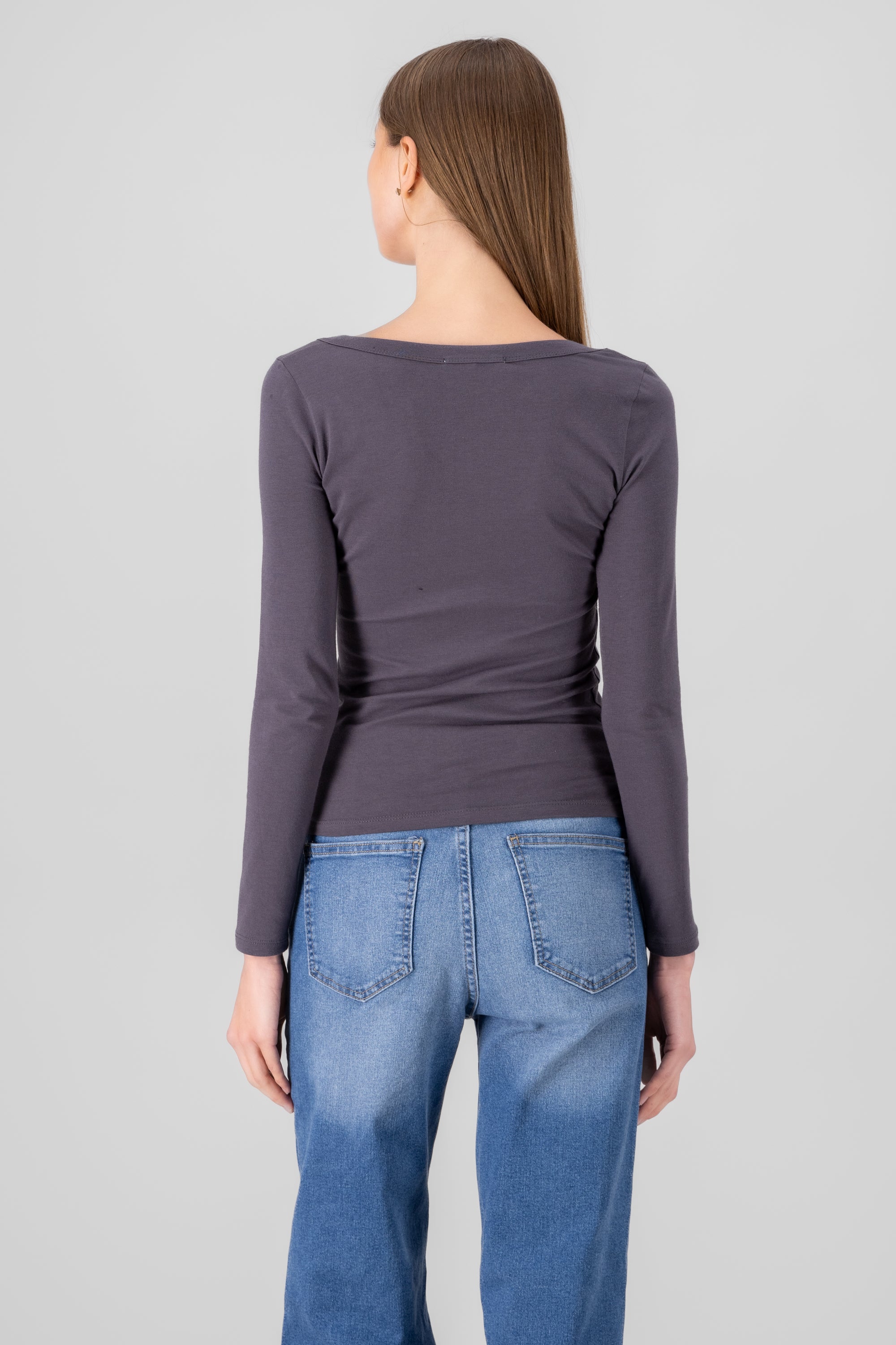 Top liso escote amplio GRIS