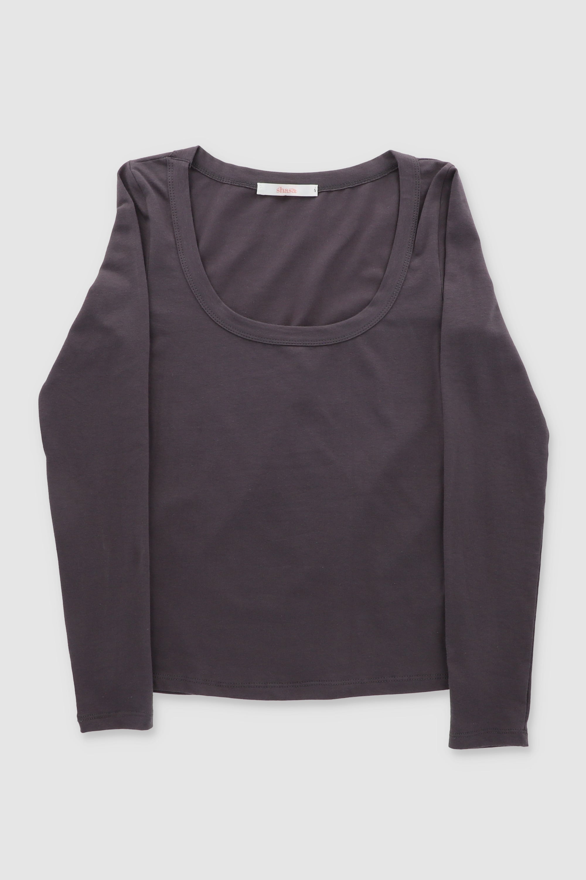 Top liso escote amplio GRIS