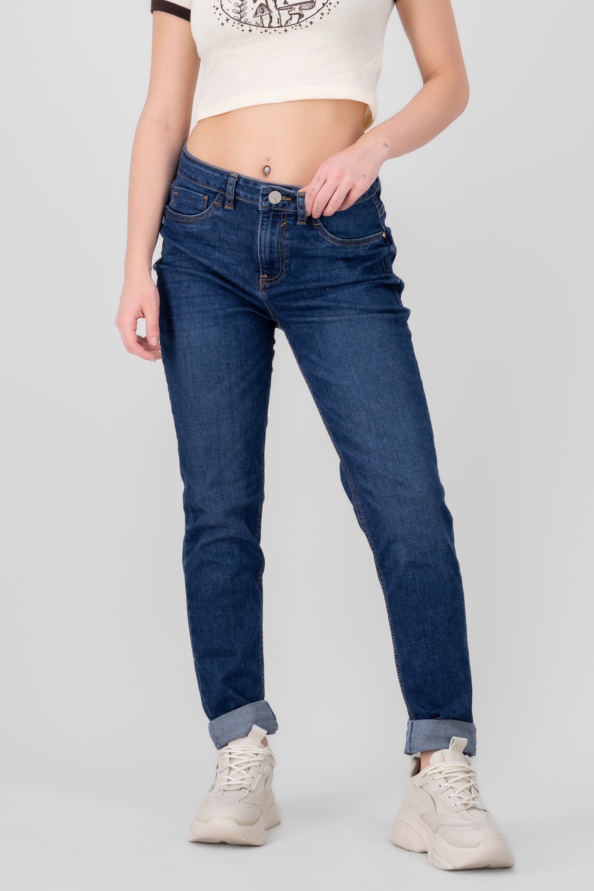 Jeans skinny dobladillo DARK WASH